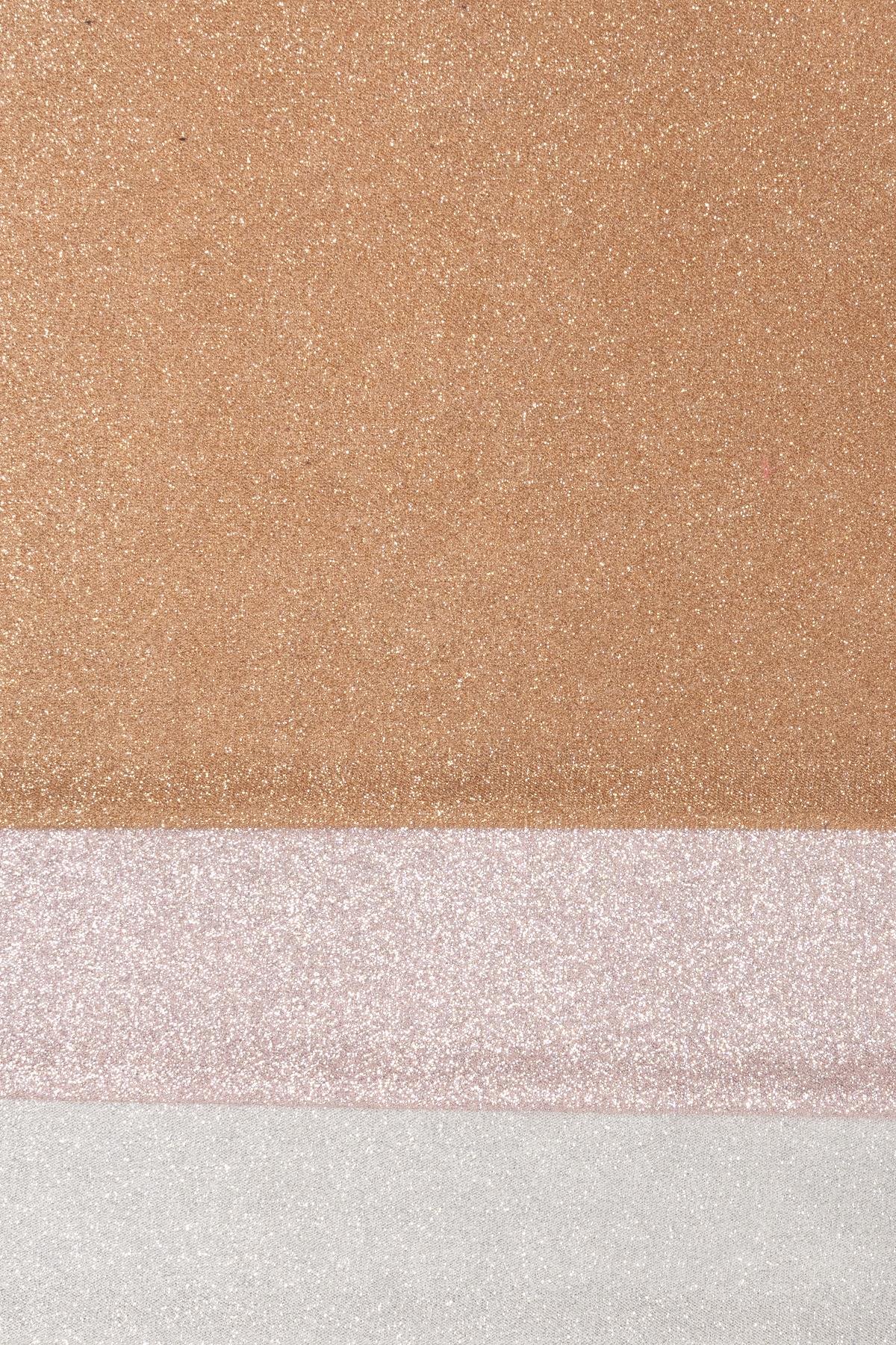 Elmas Ekru Rengi Simli Örme Abiye Kumaş - Kumaş Deposu