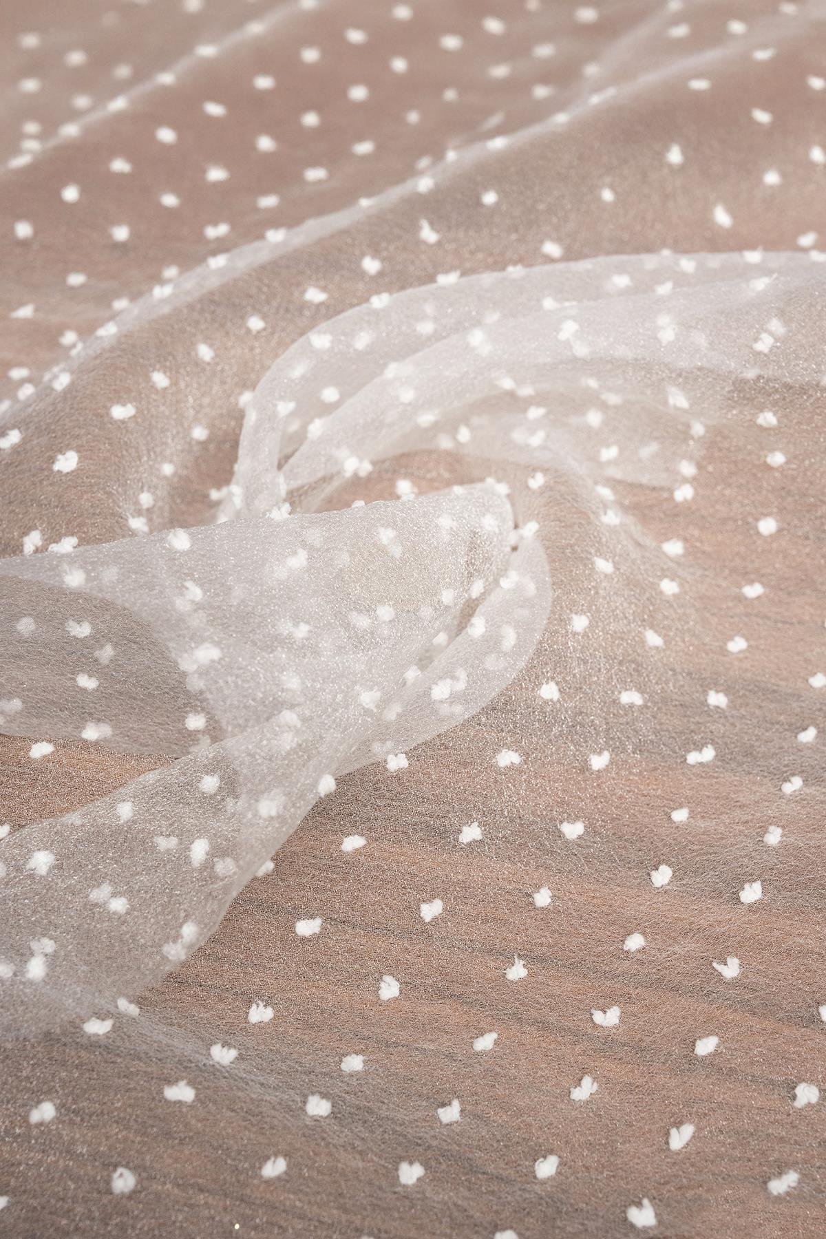 FLOK DALYA ORGANZE C#1 EKRU - Kumaş Deposu