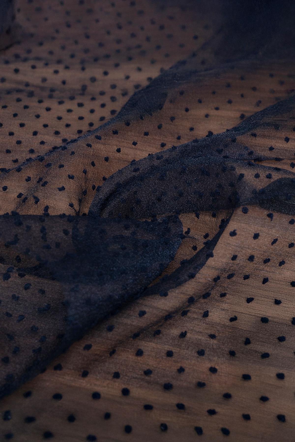 FLOK DALYA ORGANZE C#5 LACİVERT - Kumaş Deposu