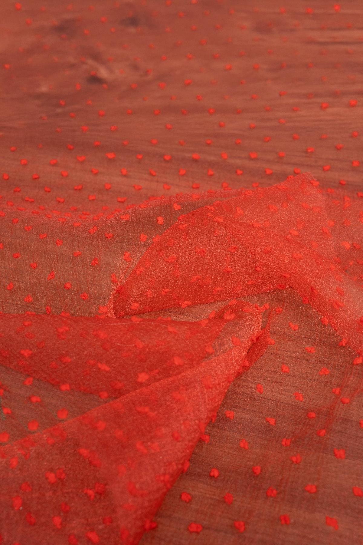 FLOK DALYA ORGANZE C#9 NAR ÇİÇEĞİ - Kumaş Deposu