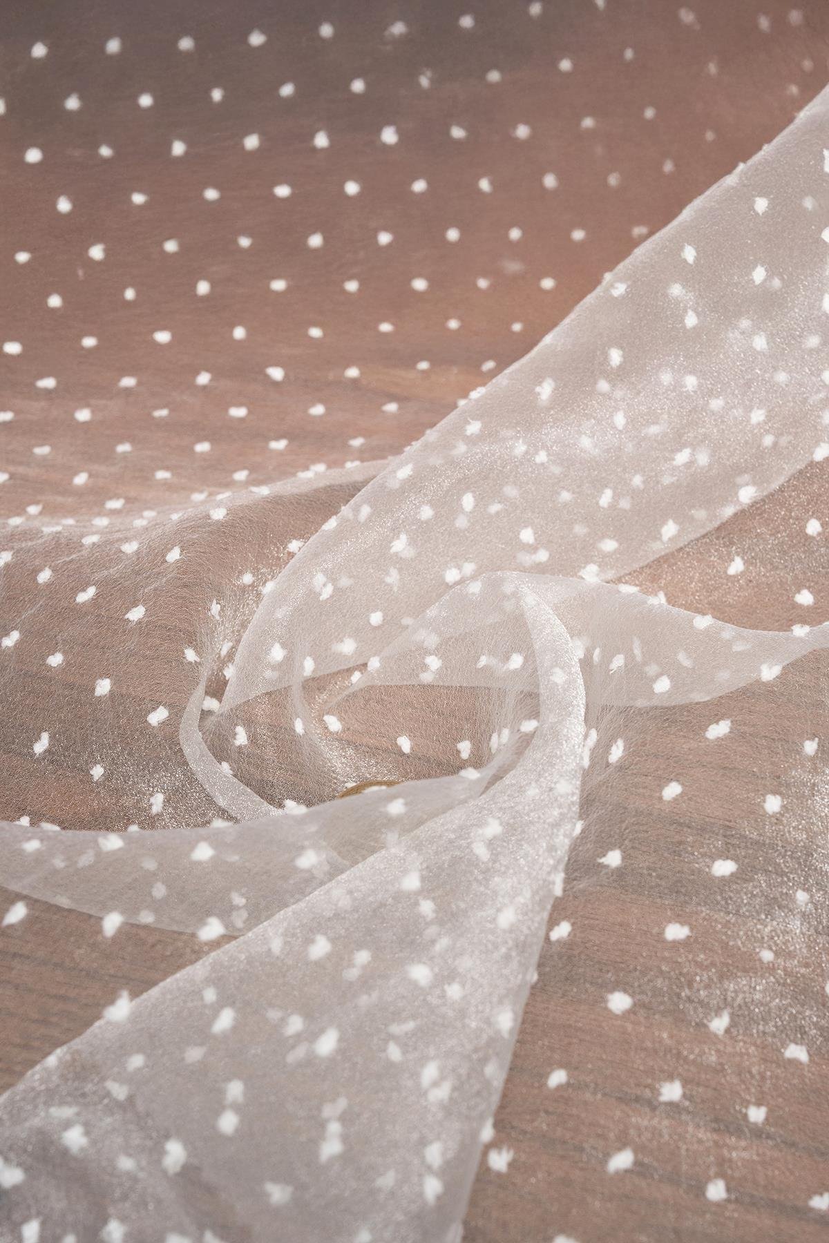 FLOK DALYA ORGANZE C#10 OPTİK BEYAZ - Kumaş Deposu