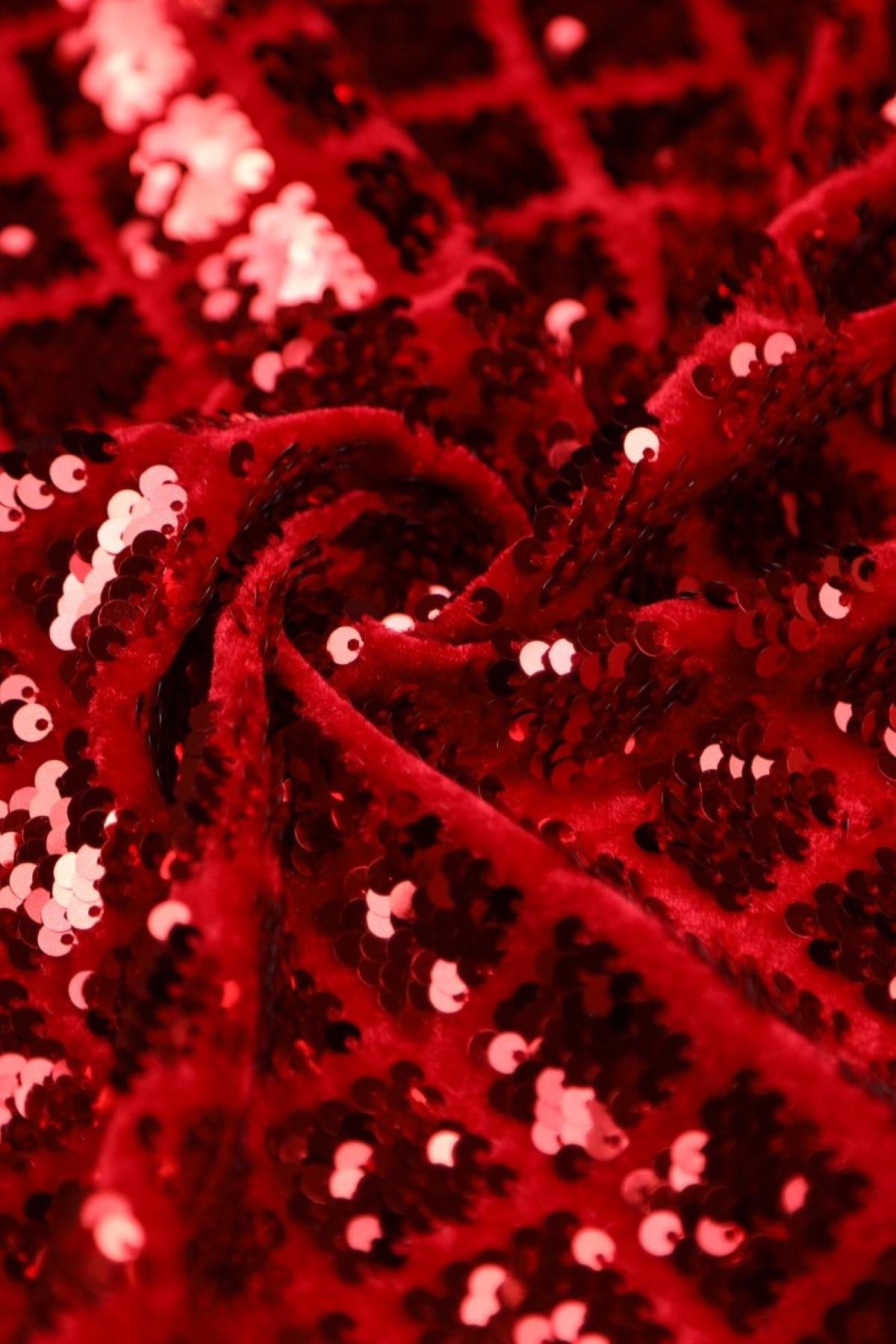 KADİFE BAKLAVA DESEN C#10 KIRMIZI - Kumaş Deposu