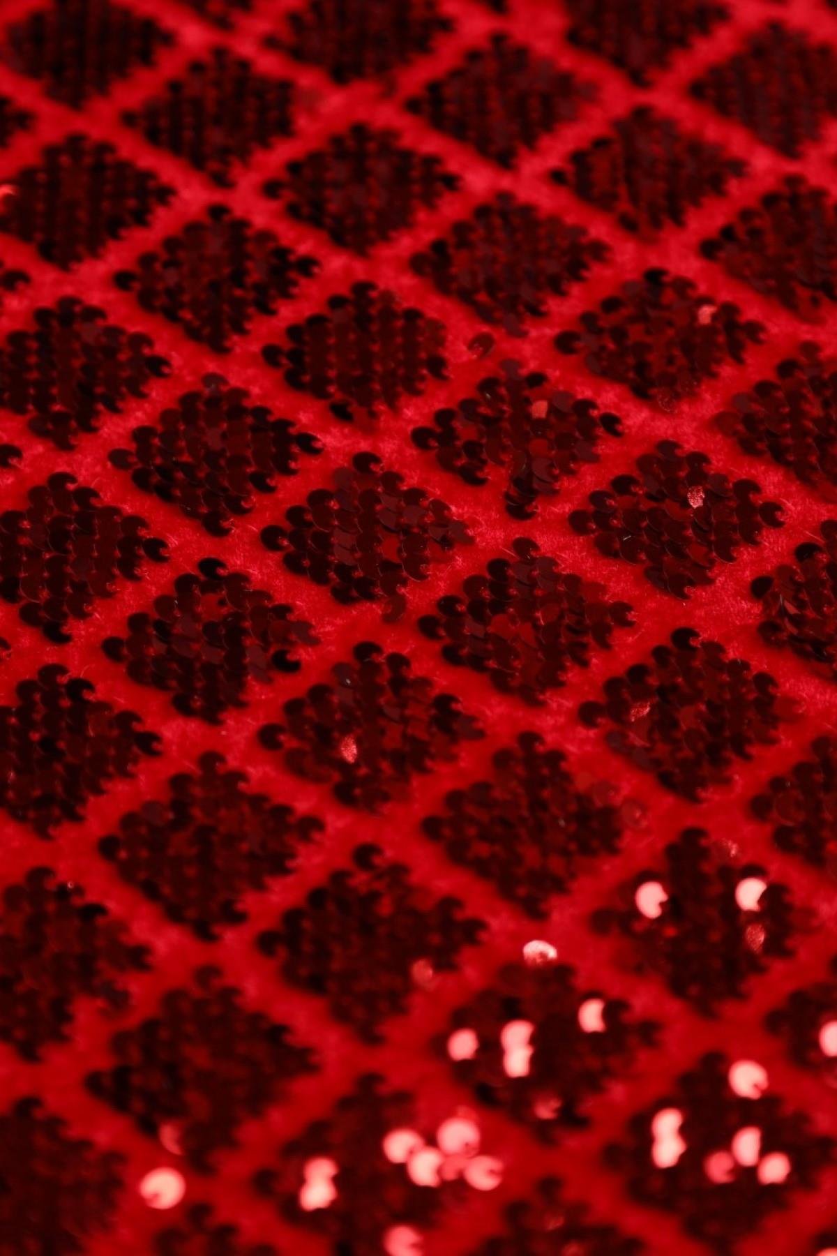 KADİFE BAKLAVA DESEN C#10 KIRMIZI - Kumaş Deposu