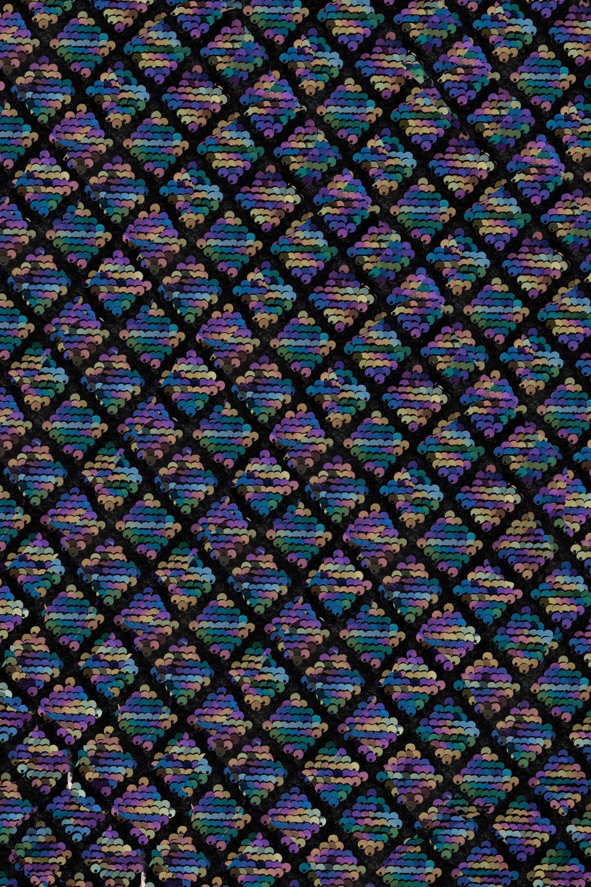 Kadife Baklava Desen Hologram Pullu Siyah Kadife Örme Abiye Kumaş - Kumaş Deposu