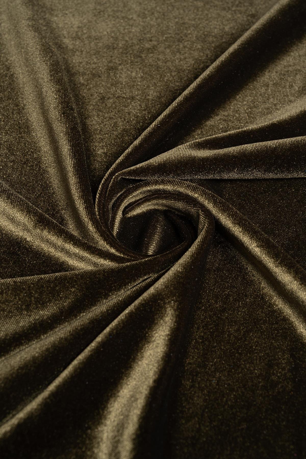 Kadife Haki Rengi Örme Kumaş - Kumaş Deposu