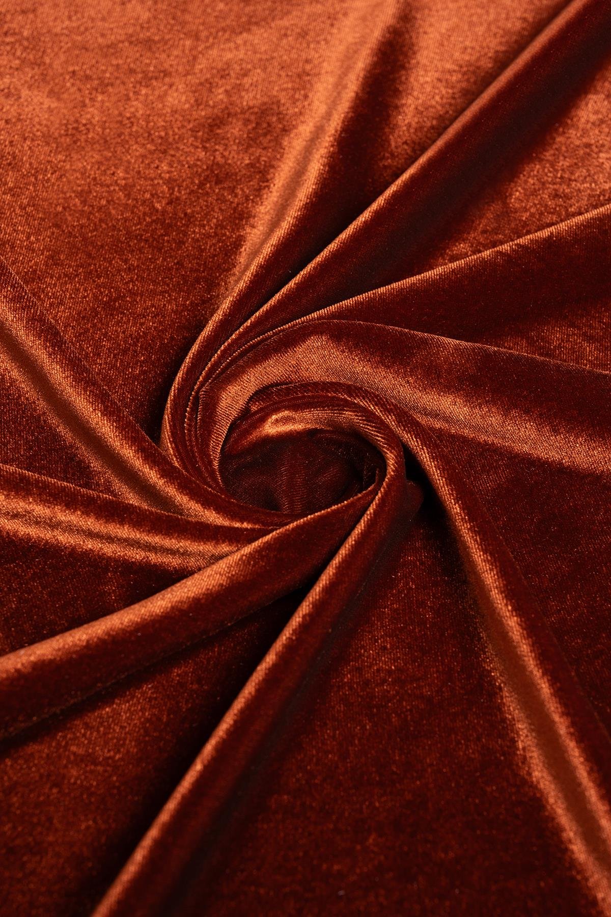 Kadife Kiremit Rengi Örme Kumaş - Kumaş Deposu