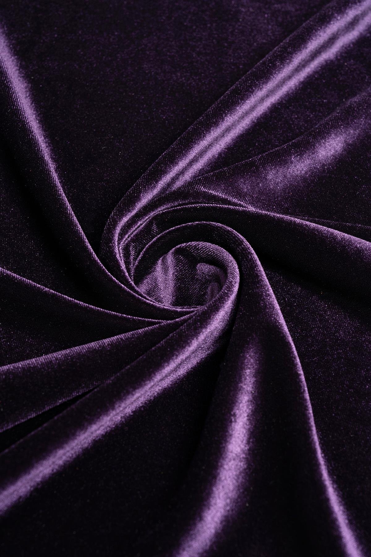 Kadife Mor 2 Rengi Örme Kumaş - Kumaş Deposu