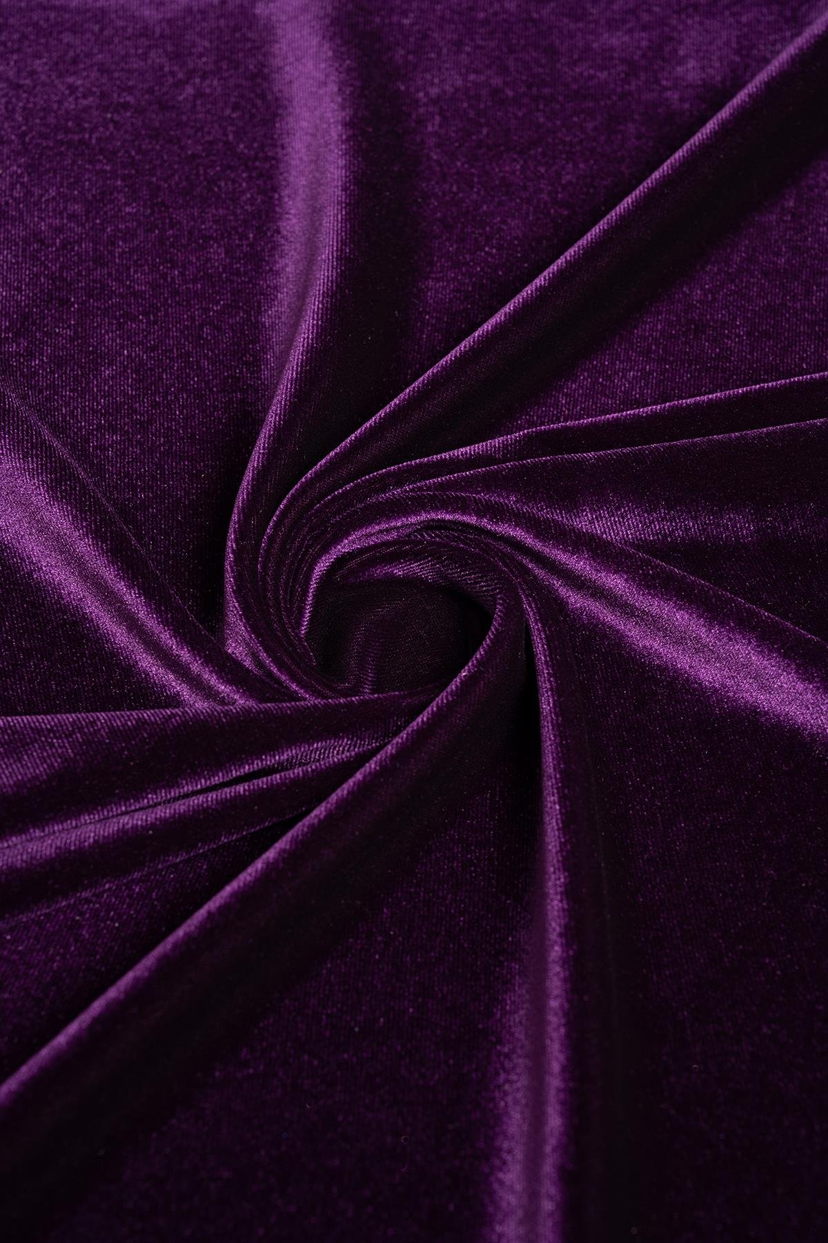 Kadife Mor Rengi Örme Kumaş - Kumaş Deposu