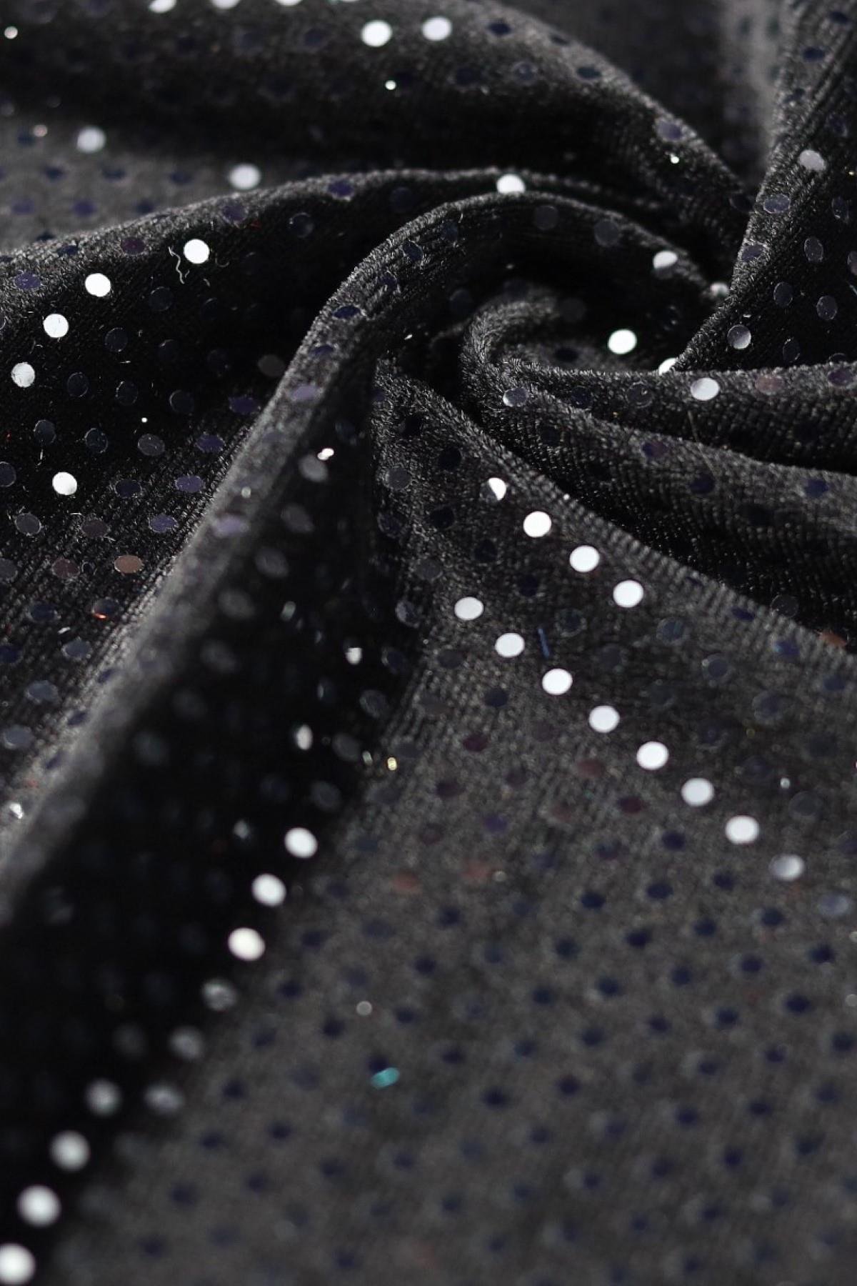 LARINA KADİFE  C#10 SİYAH/ŞEFFAF - Kumaş Deposu