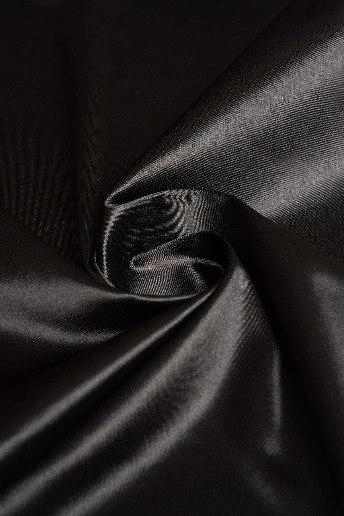 Örme Saten Siyah Abiye Kumaş - Kumaş Deposu