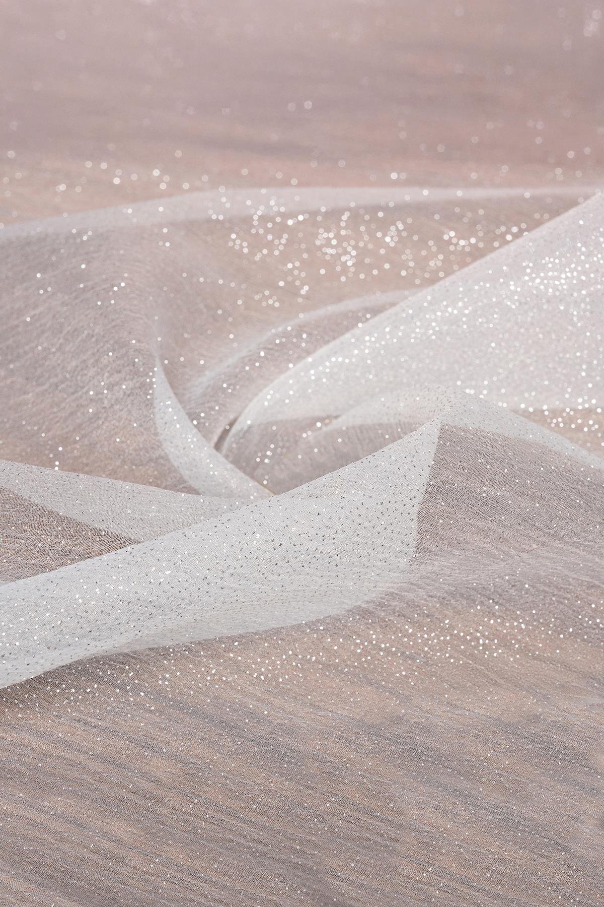 SİMLİ DALYA ORGANZE C#10 BEYAZ - Kumaş Deposu