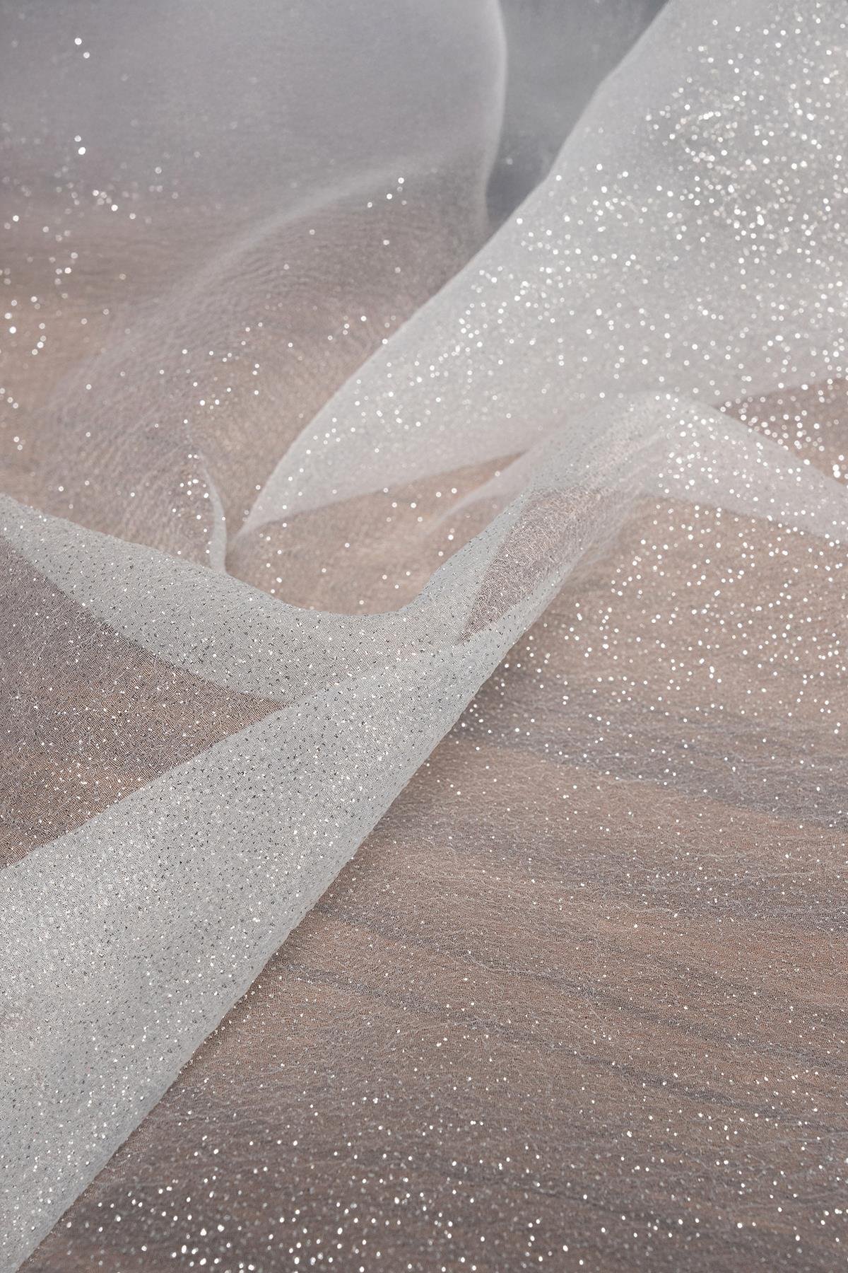 SİMLİ DALYA ORGANZE C#1 EKRU - Kumaş Deposu