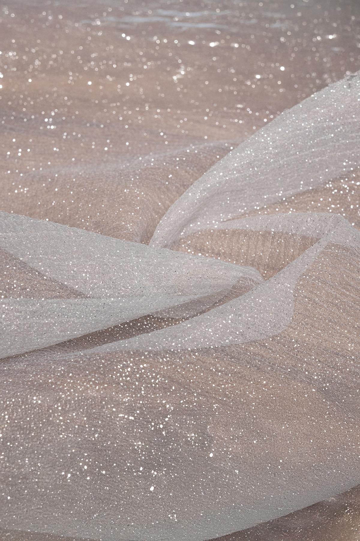 SİMLİ DALYA ORGANZE C#7 GRİ - Kumaş Deposu