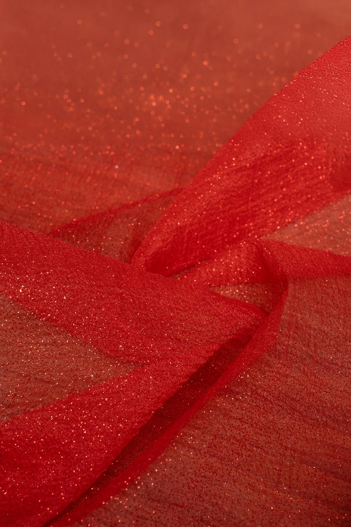 SİMLİ DALYA ORGANZE C#9 KIRMIZI - Kumaş Deposu