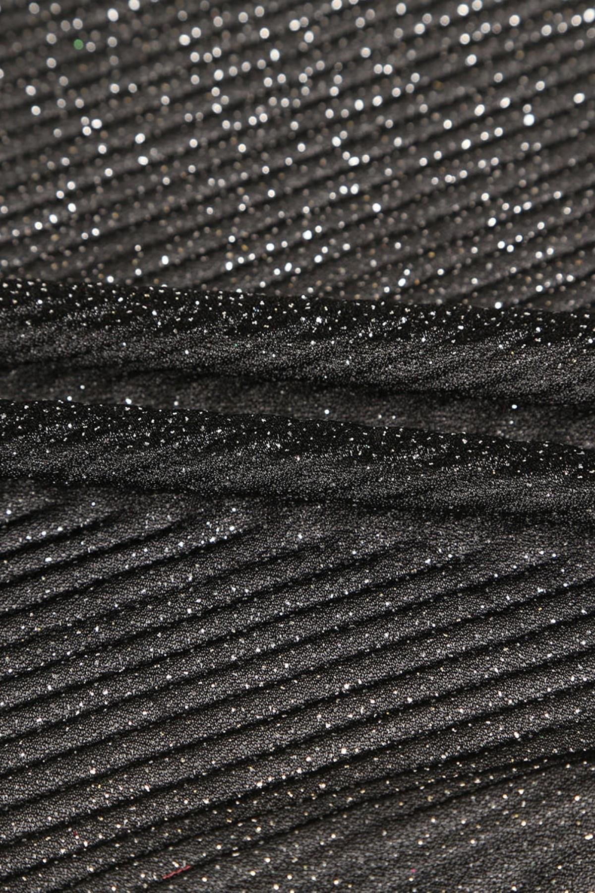 VIOLET DÜZ PLİSELİ C#12 SİYAH/GÜMÜŞ - Kumaş Deposu