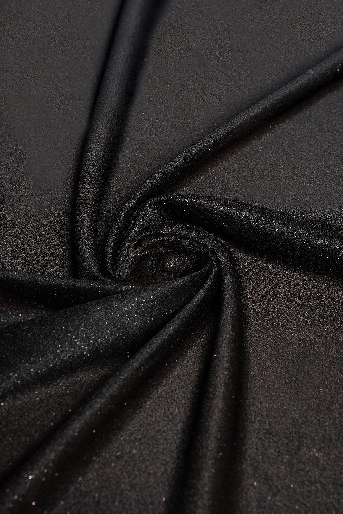 Violet Siyah Simli Tül  - Kumaş Deposu