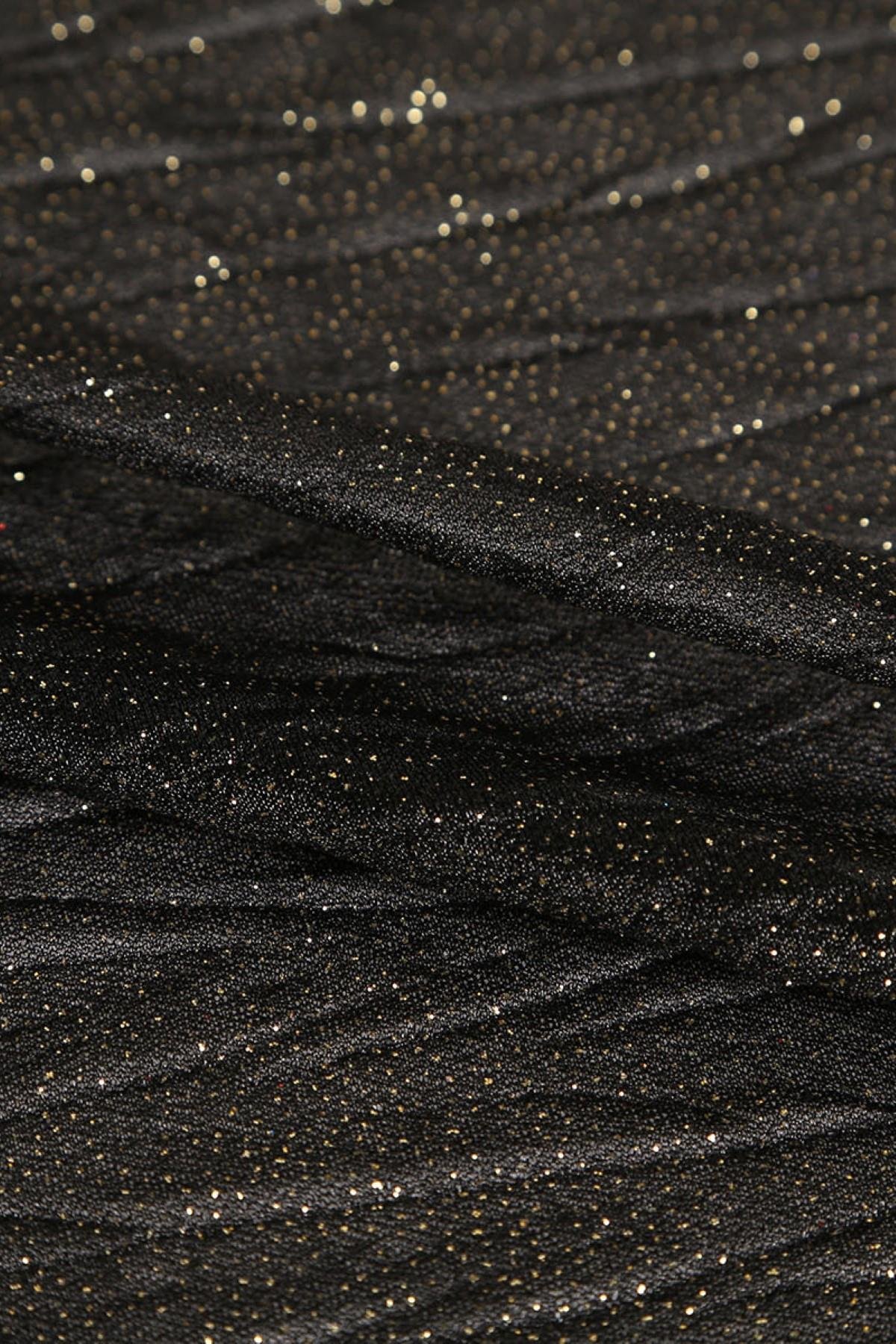 VIOLET ZİKZAK PLİSELİ C#11 SİYAH/GOLD  - Kumaş Deposu