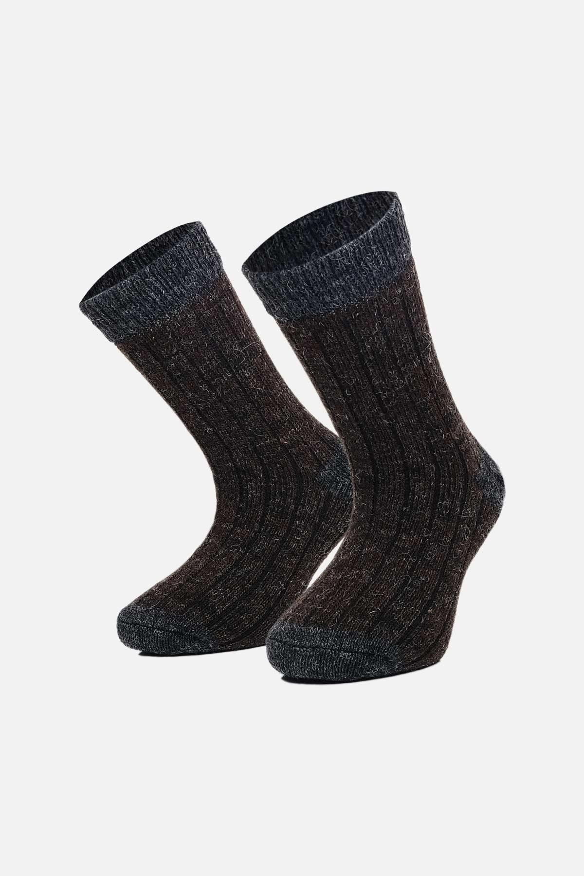 Aytug Kid Alpaca Wool for Winter 2 Pairs Beige/Brown Socket Socks – A-1096-B/K