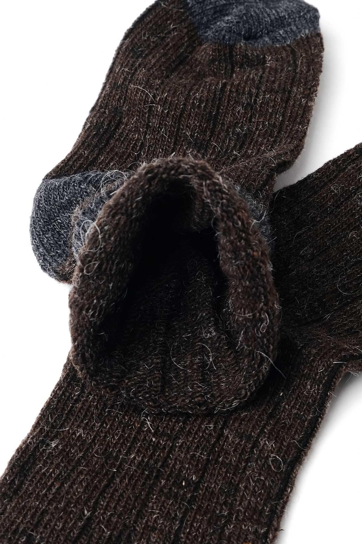Aytug Kid Alpaca Wool for Winter 2 Pairs Beige/Brown Socket Socks – A-1096-B/K