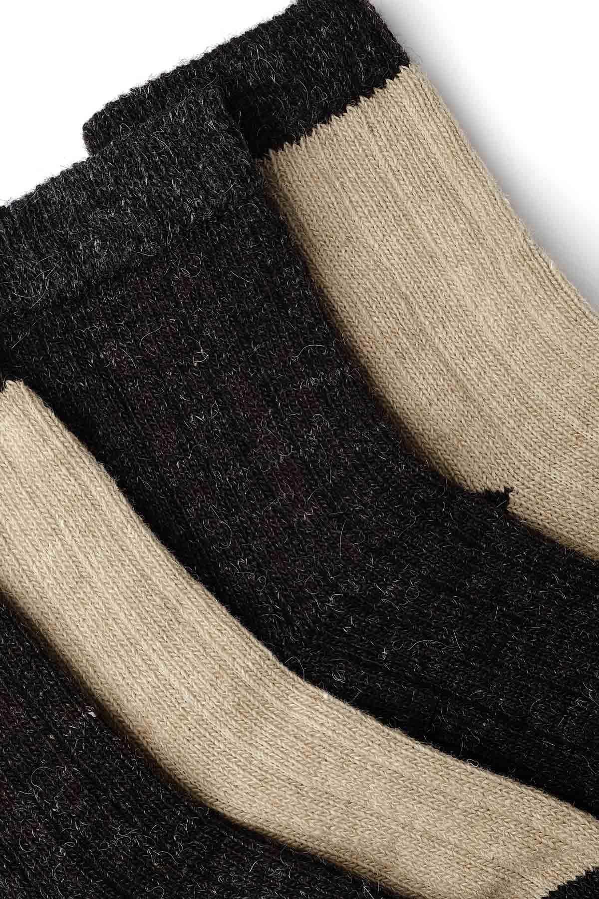 Aytug Kid Alpaca Wool for Winter 2 Pairs Beige/Brown Socket Socks – A-1096-B/K