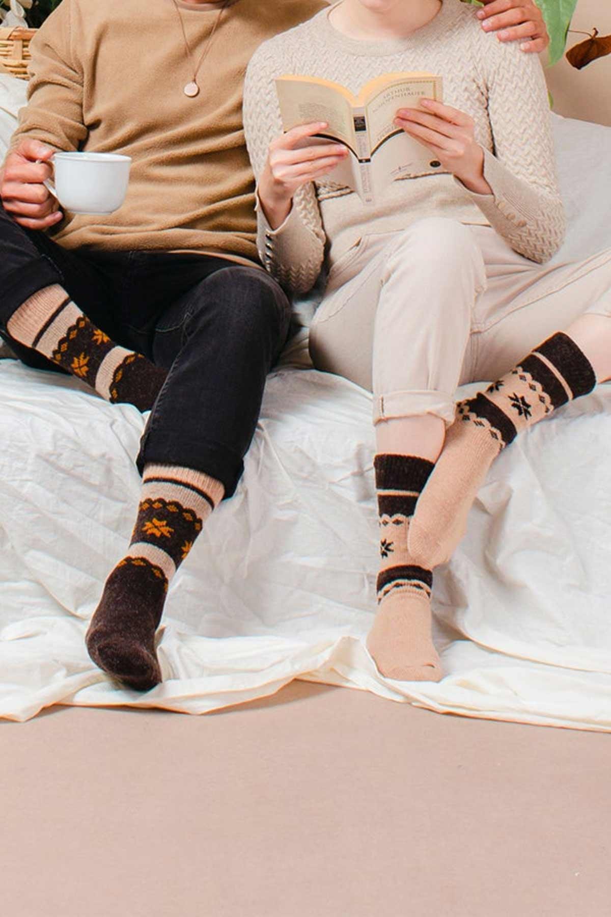Aytuğ Men's Alpaca Feather Socket 2-pack Socks - 3097 B/K