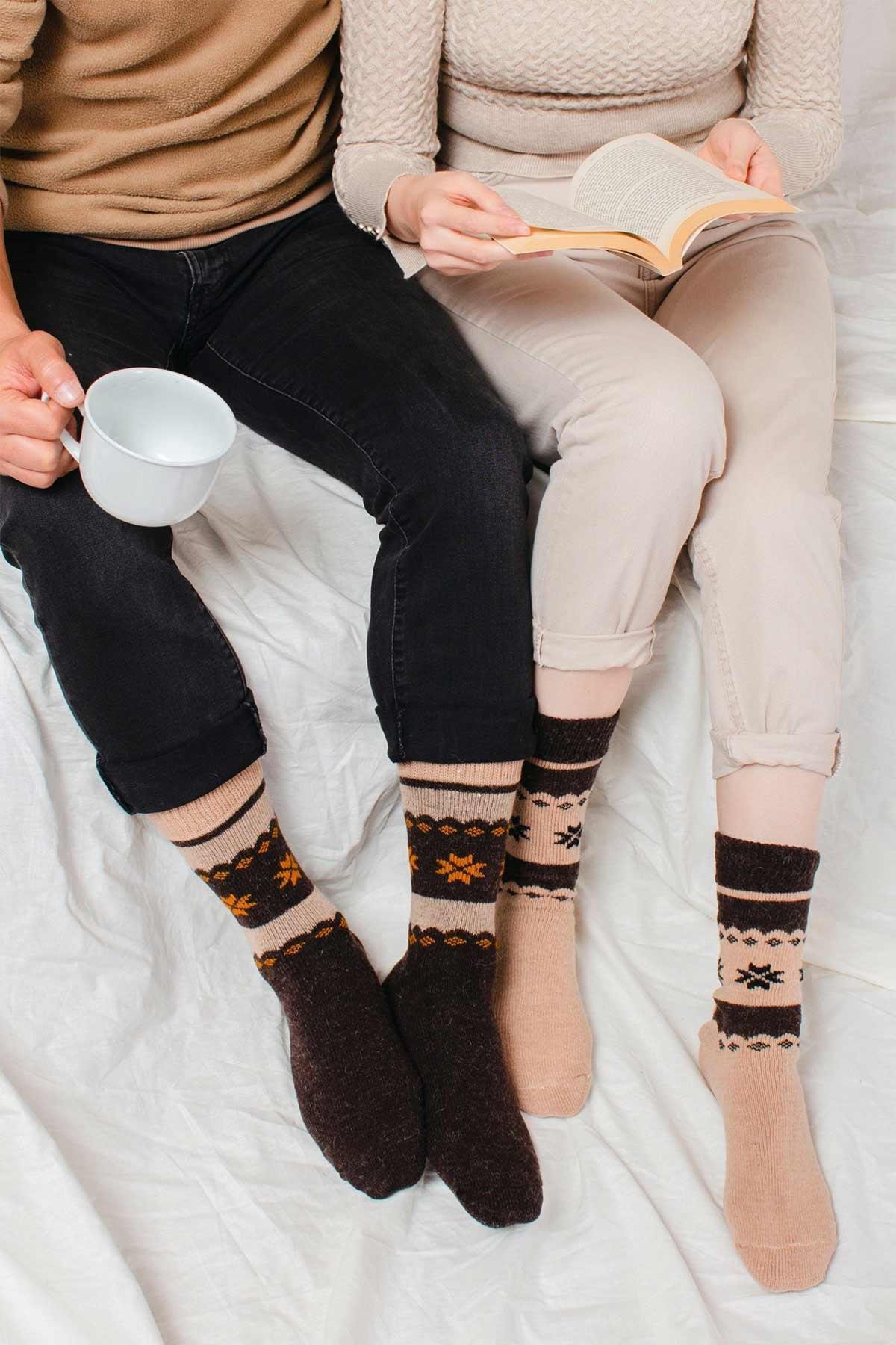 Aytuğ Men's Alpaca Feather Socket 2-pack Socks - 3097 B/K