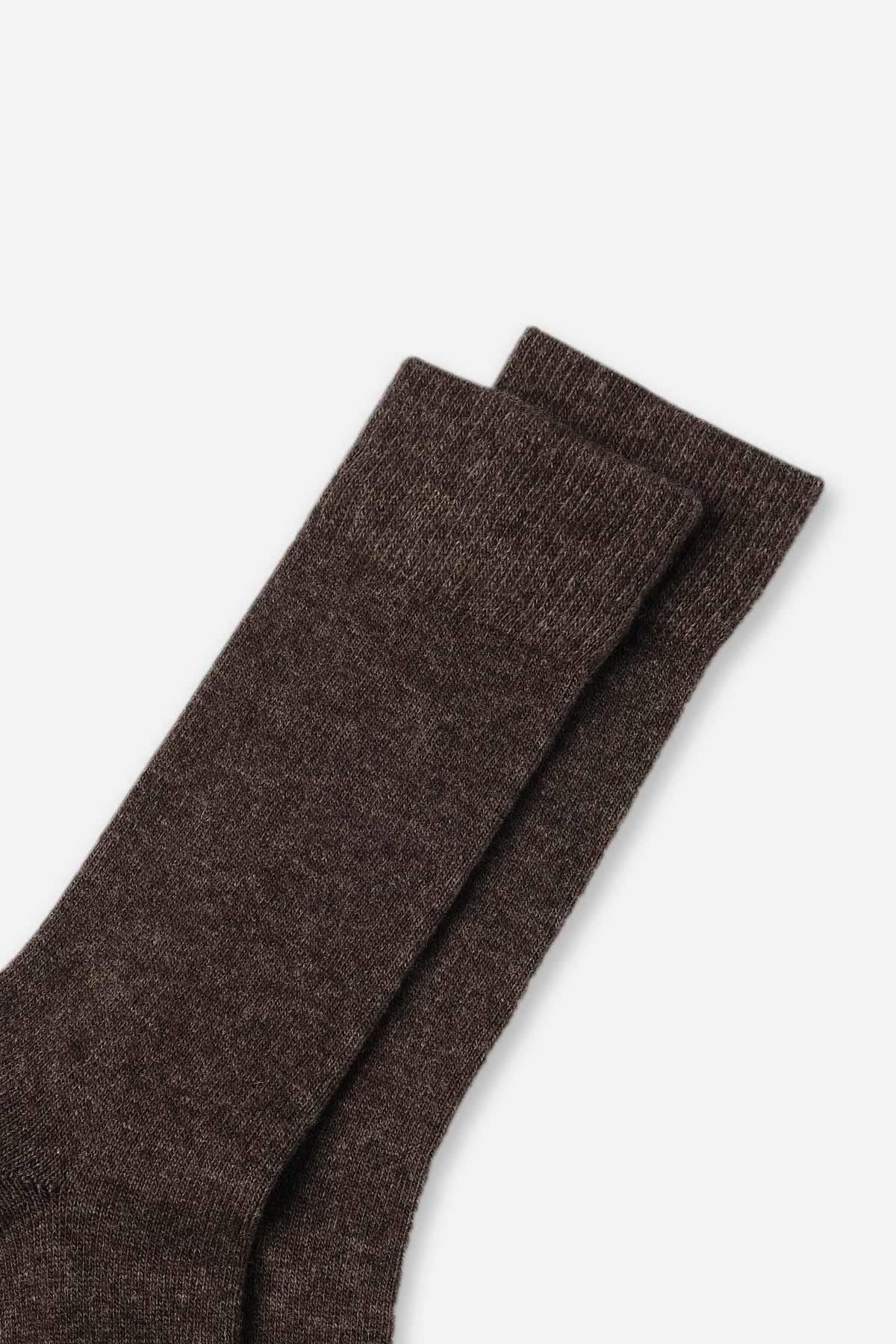Aytuğ Erkek Lambswool (Koyun Yünü) Tekli Kahverengi Soket Çorap - A-25070-K