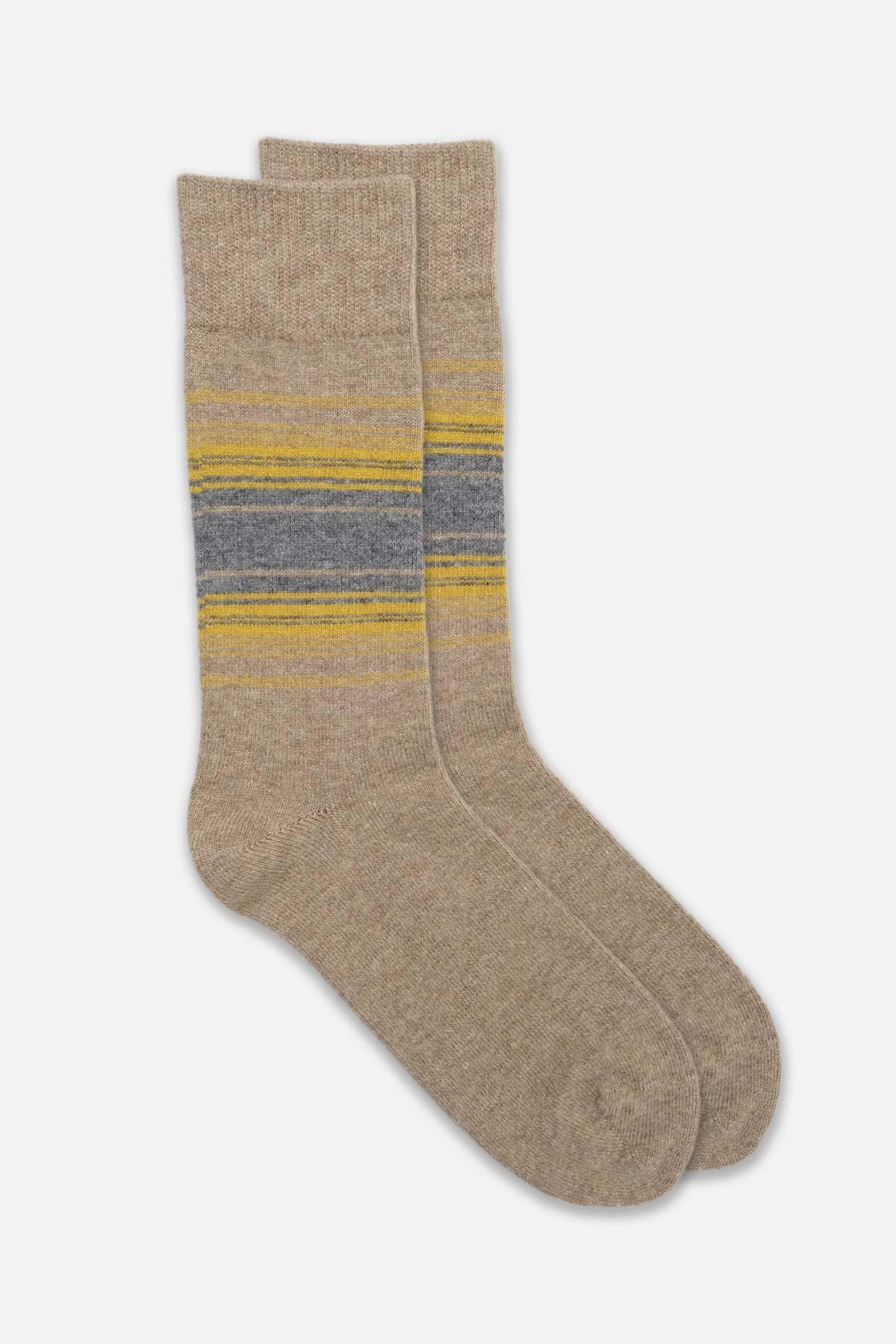 Aytuğ Erkek Koyun Yünü (Lambswool) Tekli Bej Soket Çorap - A-25095-B