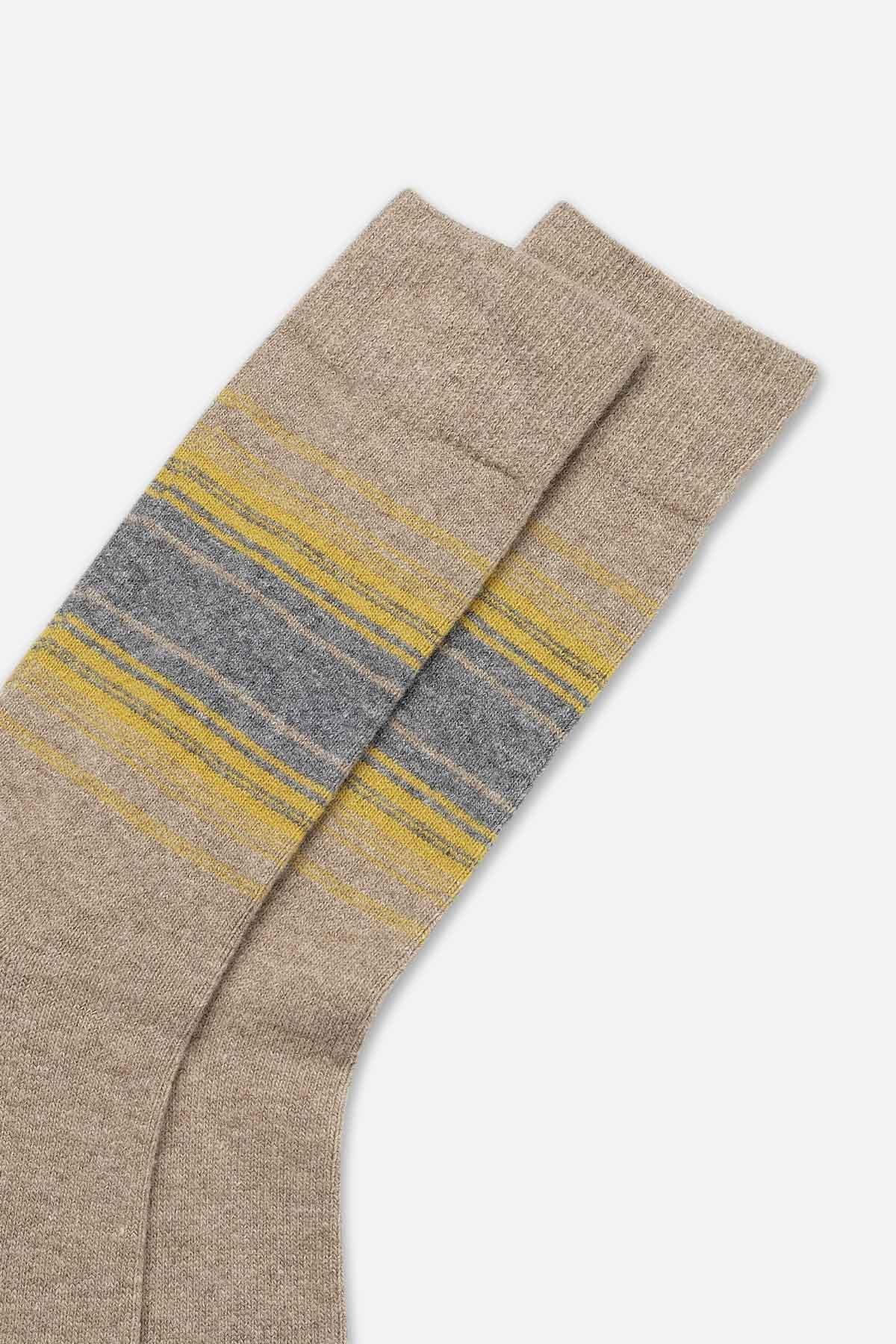 Aytuğ Erkek Koyun Yünü (Lambswool) Tekli Bej Soket Çorap - A-25095-B