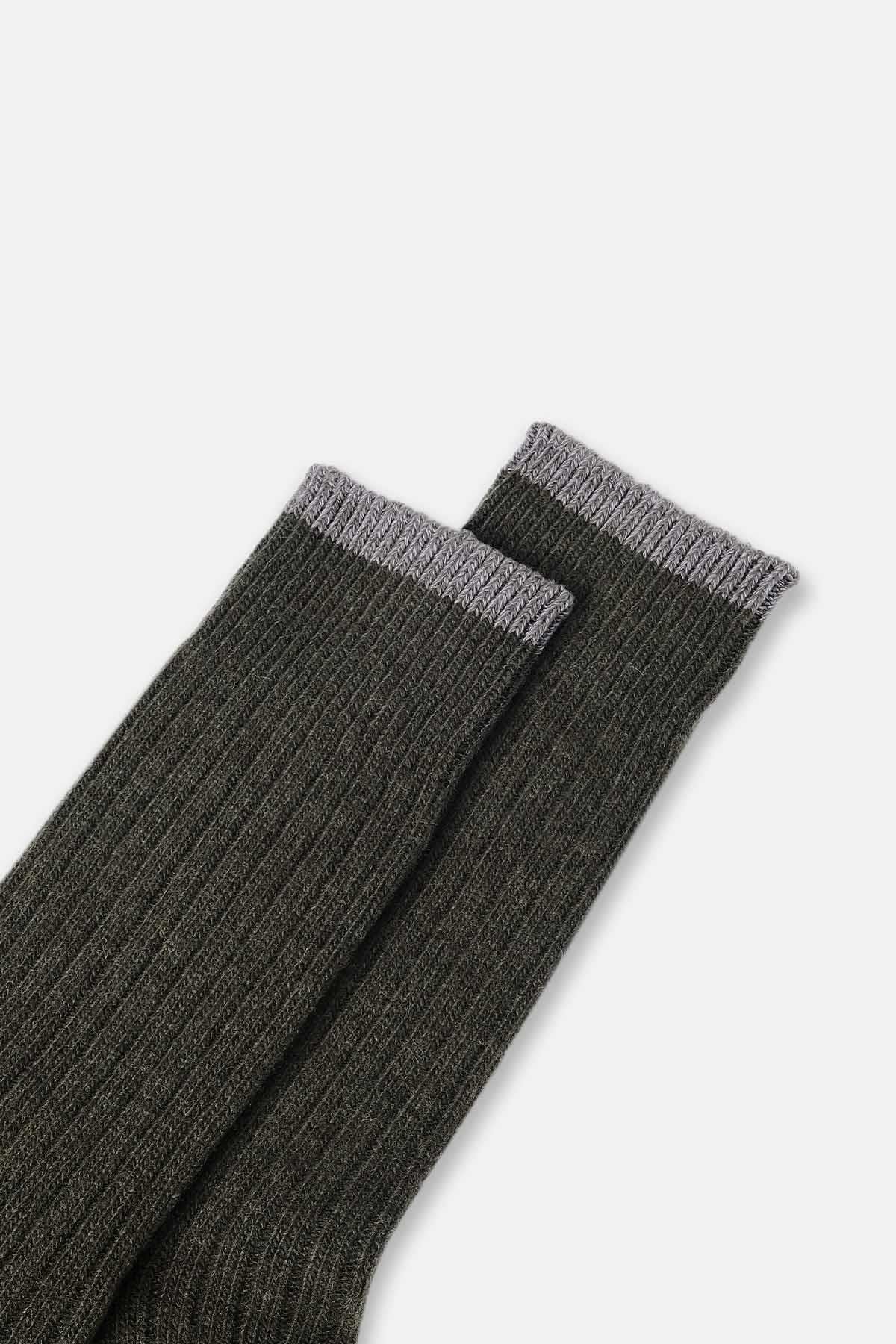 Aytuğ Erkek Kuzu Yünü (Lambswool) Tekli Haki Soket Çorap A 25094 H
