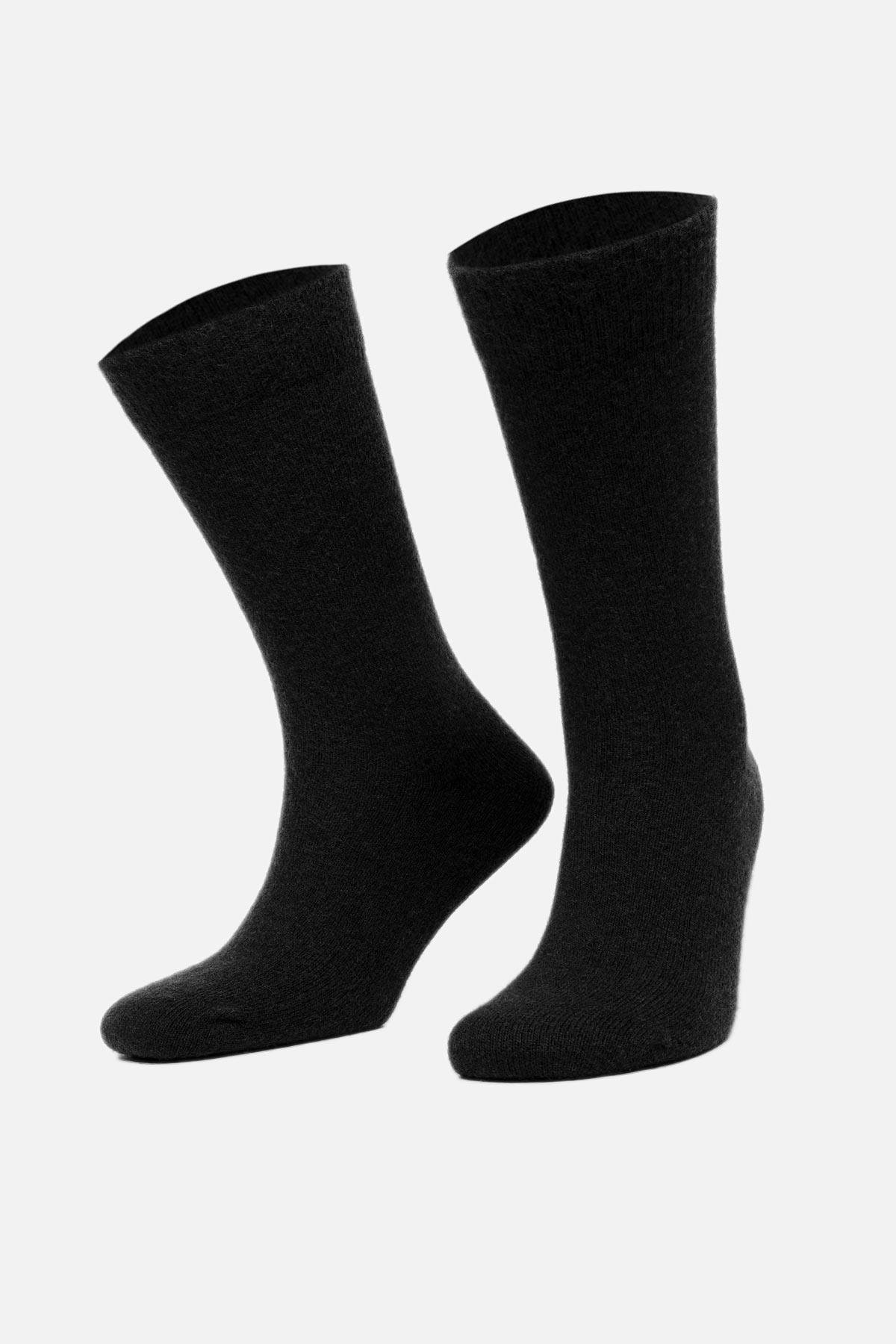 Aytuğ Erkek Lambswool (Koyun Yünü) Tekli Siyah Soket Çorap - A-25070-S