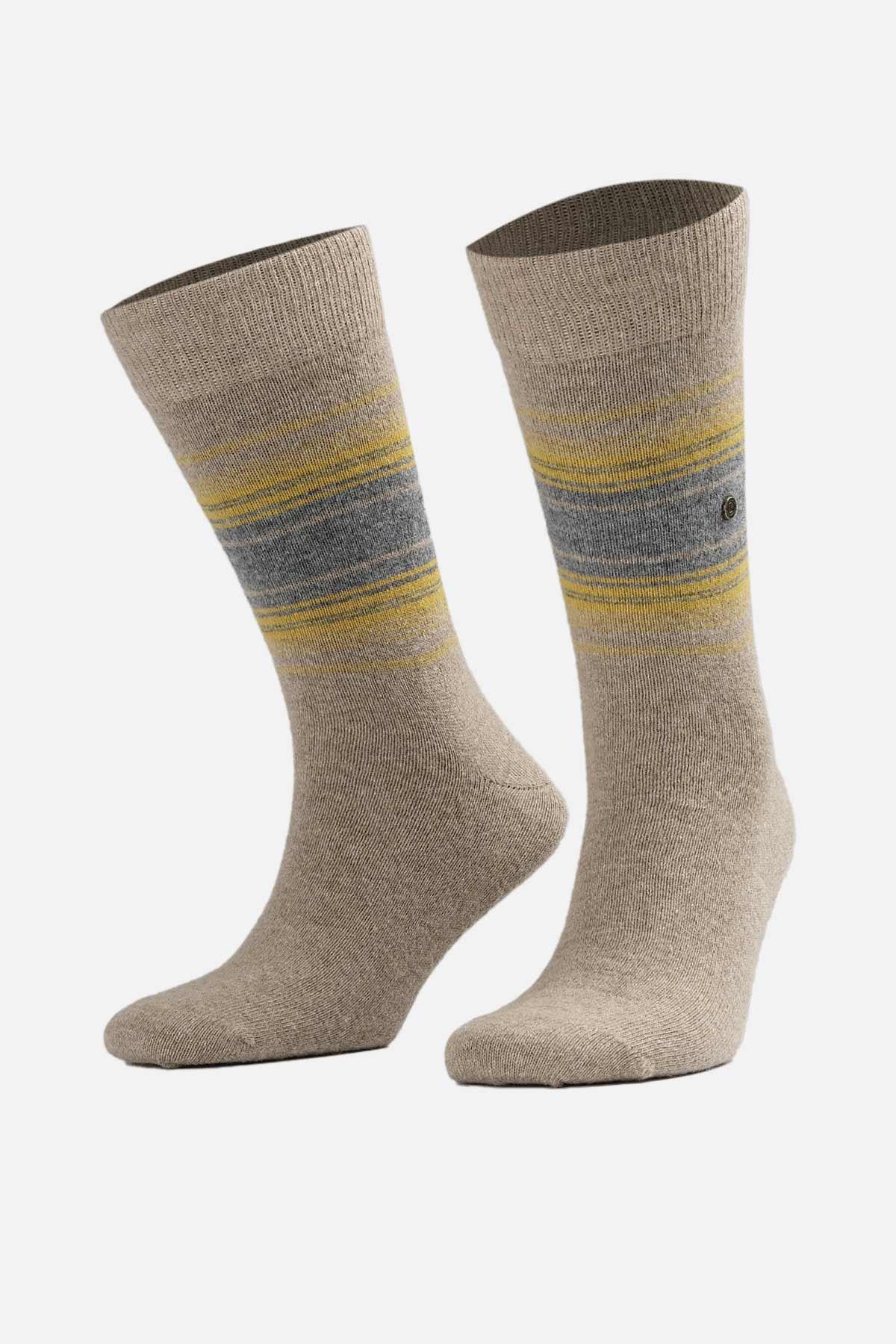 Aytuğ Erkek Koyun Yünü (Lambswool) Tekli Bej Soket Çorap - A-25095-B
