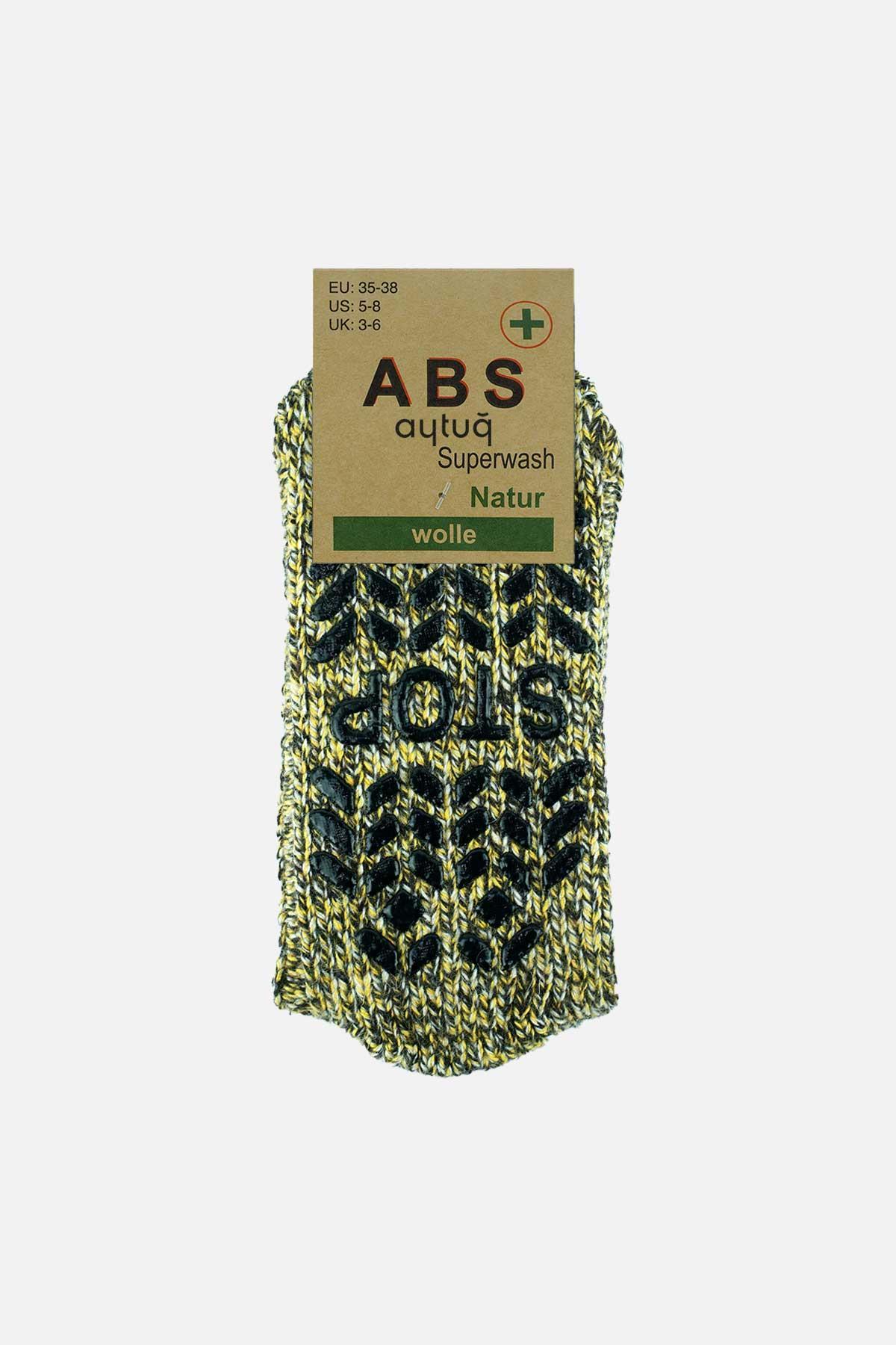 Aytuğ Men's Wool Silicone Non-Slip Sole Winter Yellow Socks - A-6043-S