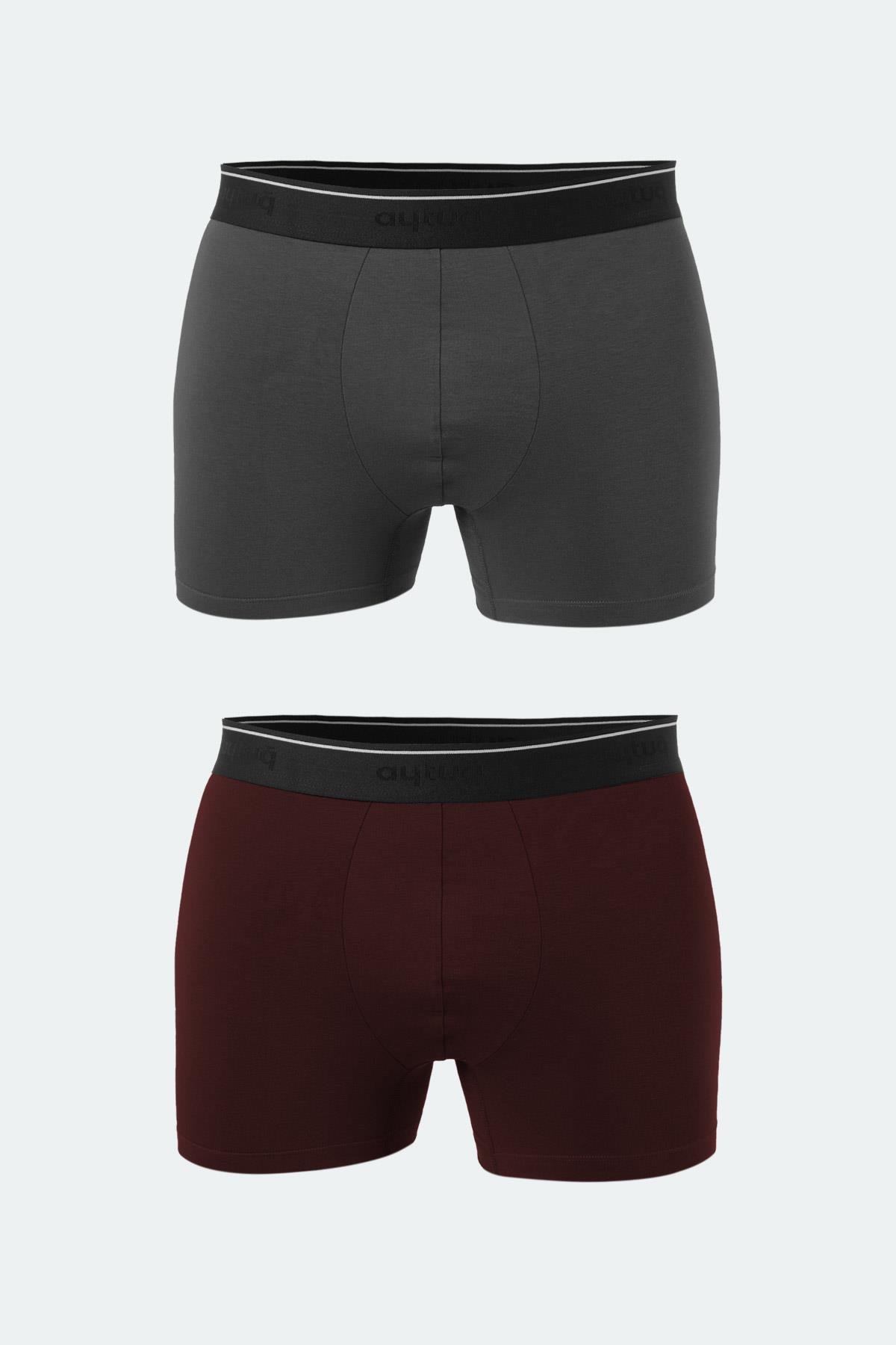 Aytuğ Erkek Modal 2'li Bordo Füme Renk Boxer