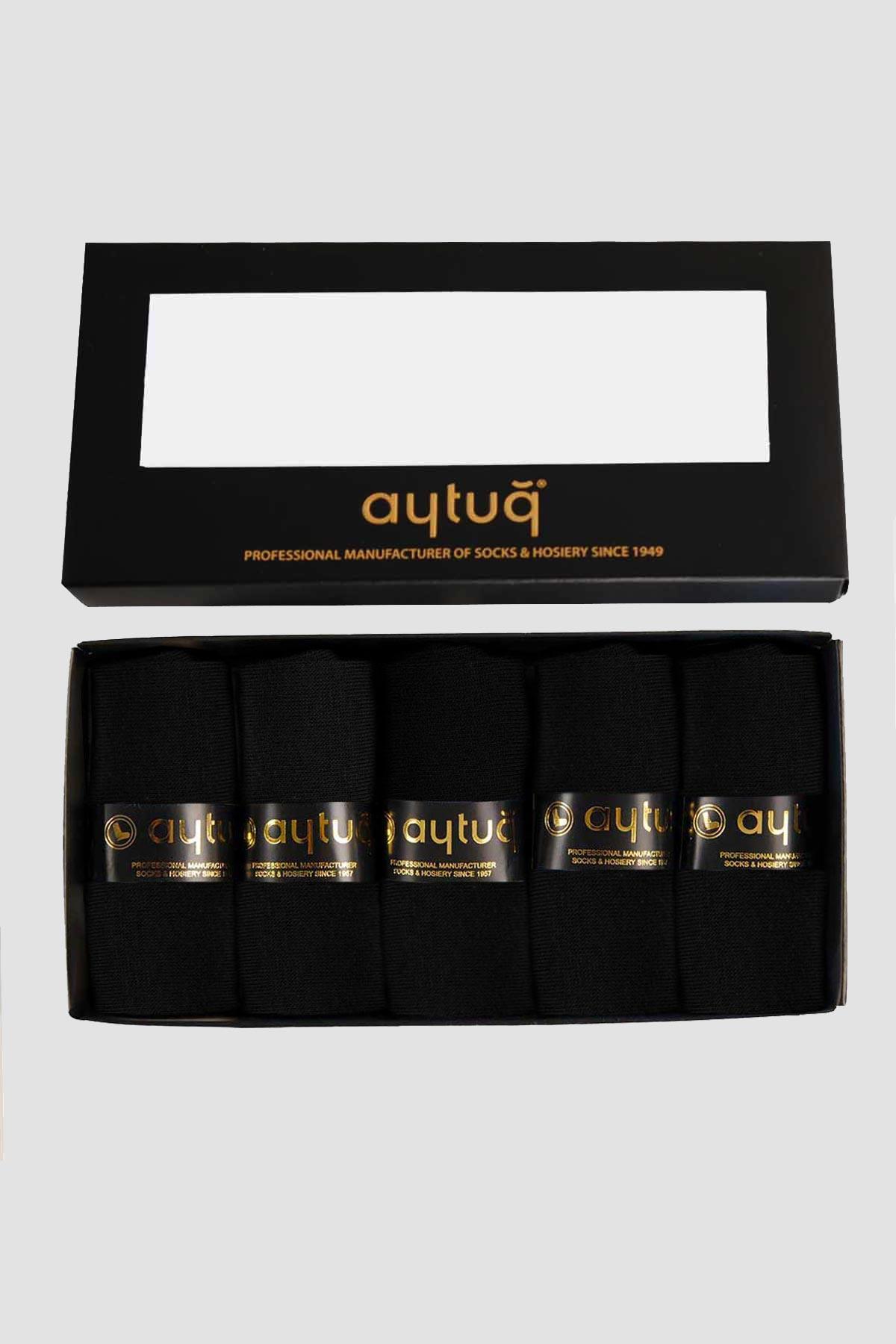 Aytuğ Men Modal by Tencel™ 5 Pairs Special Boxed Black Booties Socks - 13200-2
