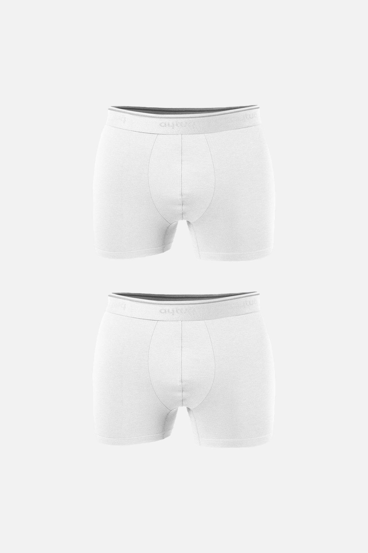 Aytuğ Mens Modal by Tencel™ White Color Boxer 2-Pack - NMB8