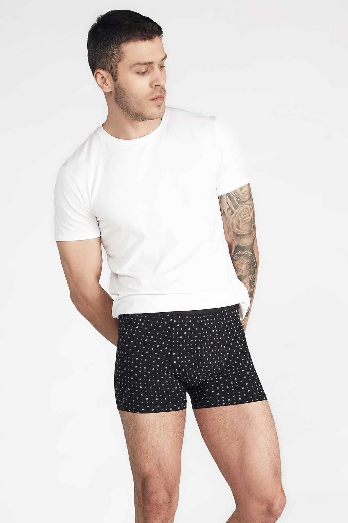 Aytuğ Men's Modal by Tencel™ Black and Patterned 2-Pack Boxer