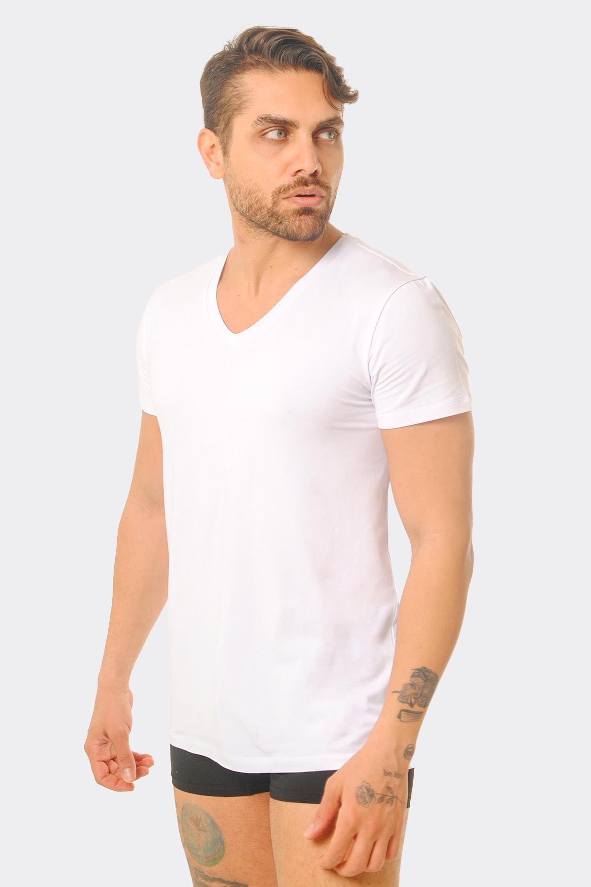 Aytuğ Men's Modal by Tencel™ V-Neck Undershirt-White