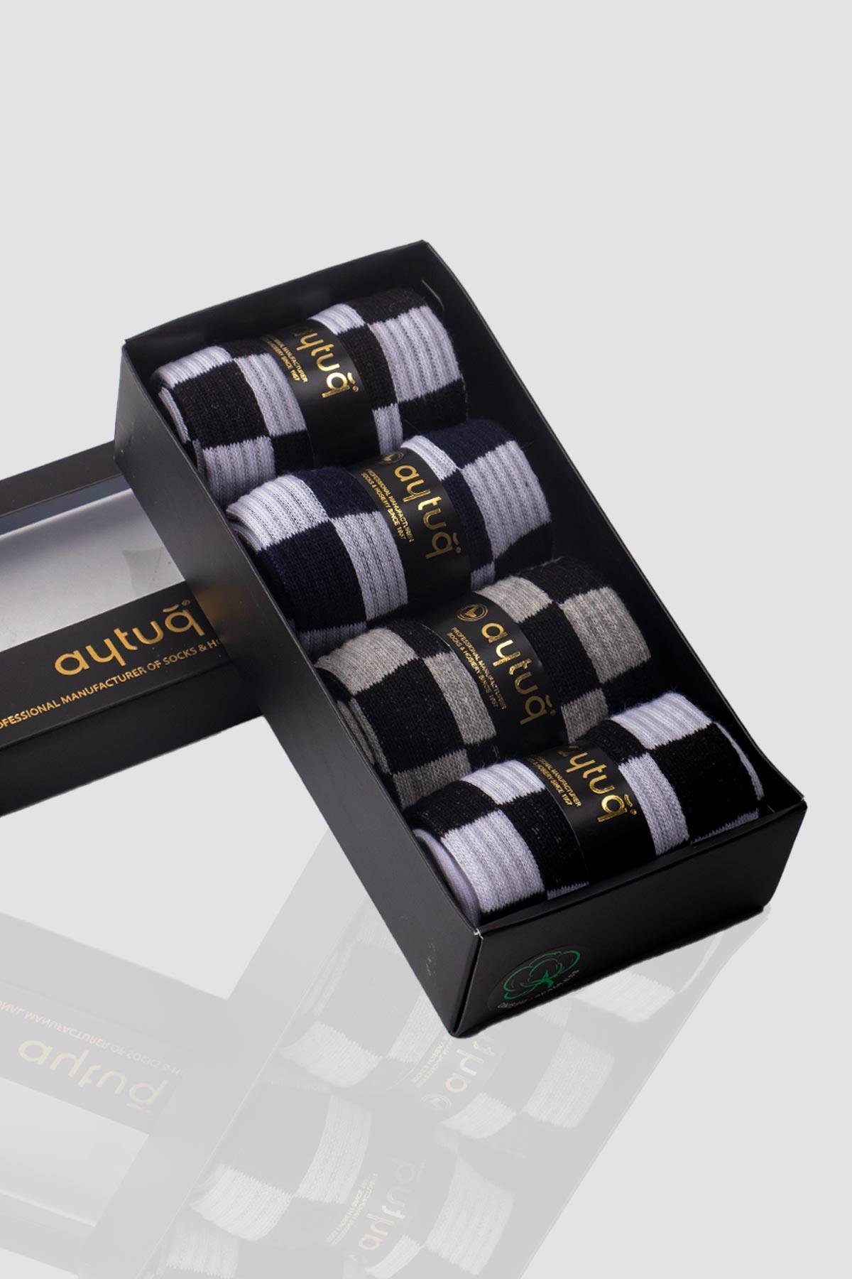 Aytuğ Men's Cotton 4 Pairs Special Boxed Socks - 55403