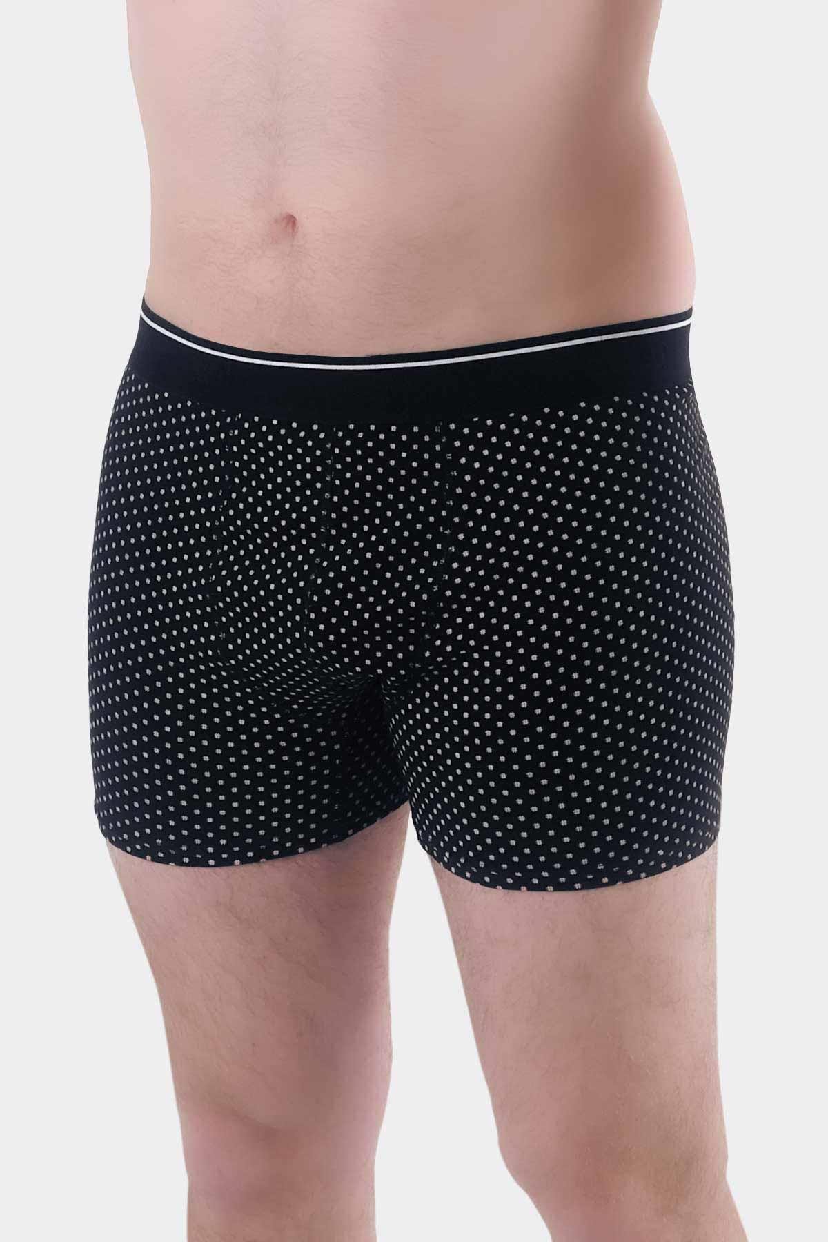 Aytuğ Men's Cotton Patterned Navy Blue 2-pack Boxer - ZMB-4