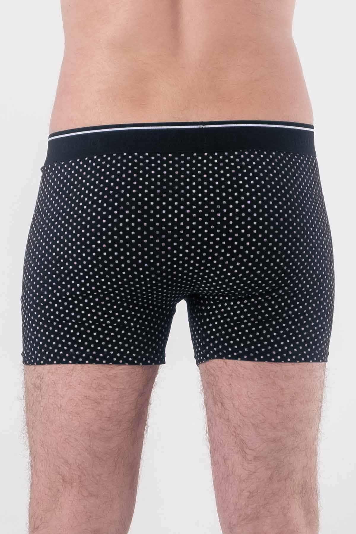 Aytuğ Men's Cotton Patterned Navy Blue 2-pack Boxer - ZMB-4