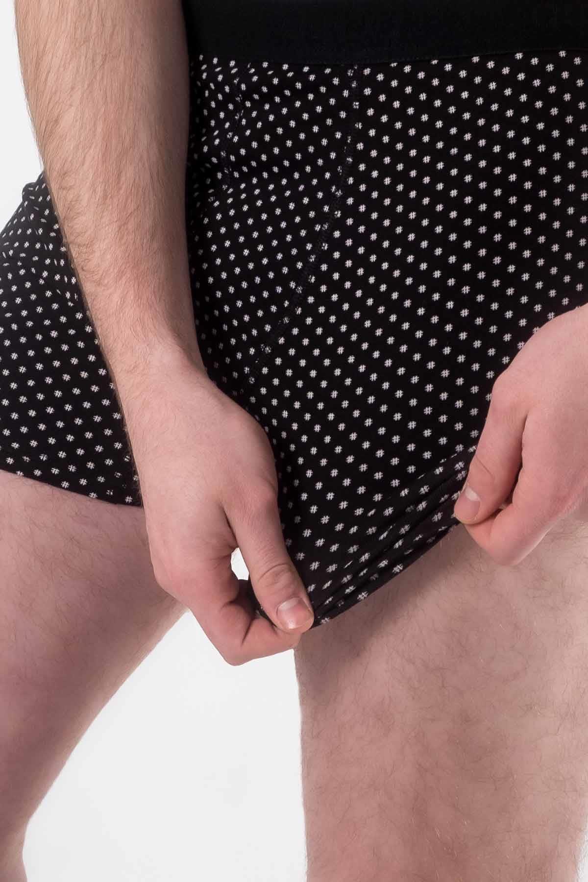Aytuğ Erkek Pamuklu Desenli Siyah 2'li Boxer ZMB 2