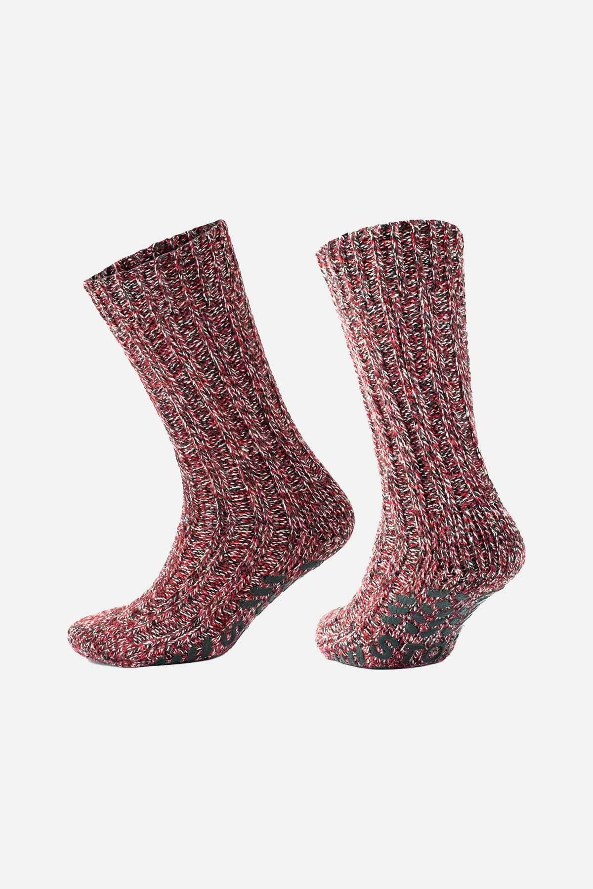 Aytug Women Wool Silicone Nonslip Sole for Winter Red Socket Socks -A-2043-K