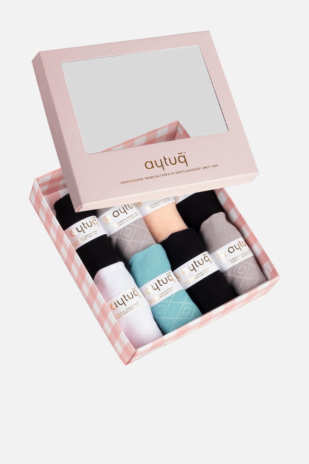 Aytuğ Women's Modal by Tencel™ 8 Pairs Special Boxed Booties Socks 33246