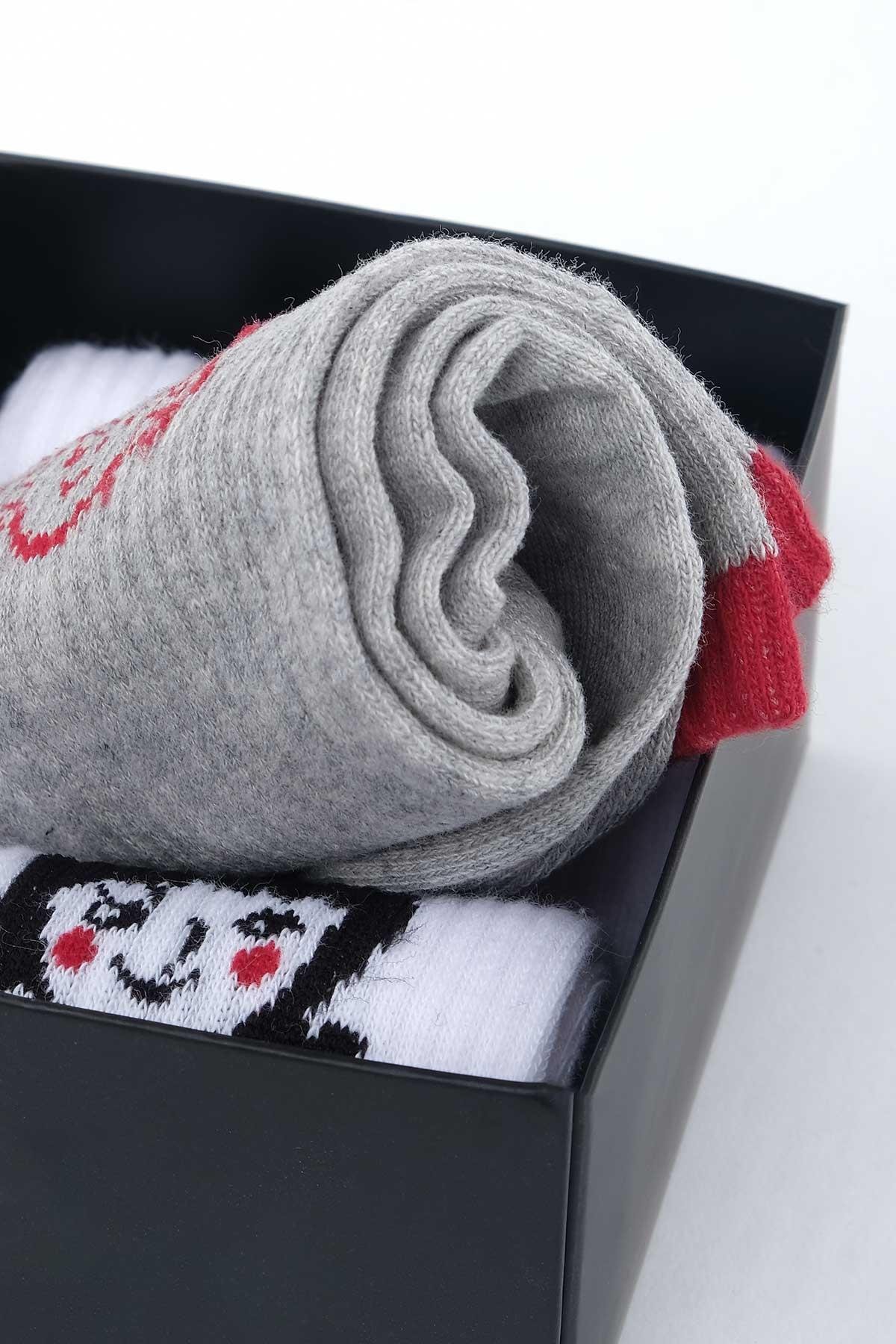 Aytug 3 Pairs of Women's Multicolor Cotton Socket Socks in Custom Box - 41085 -2