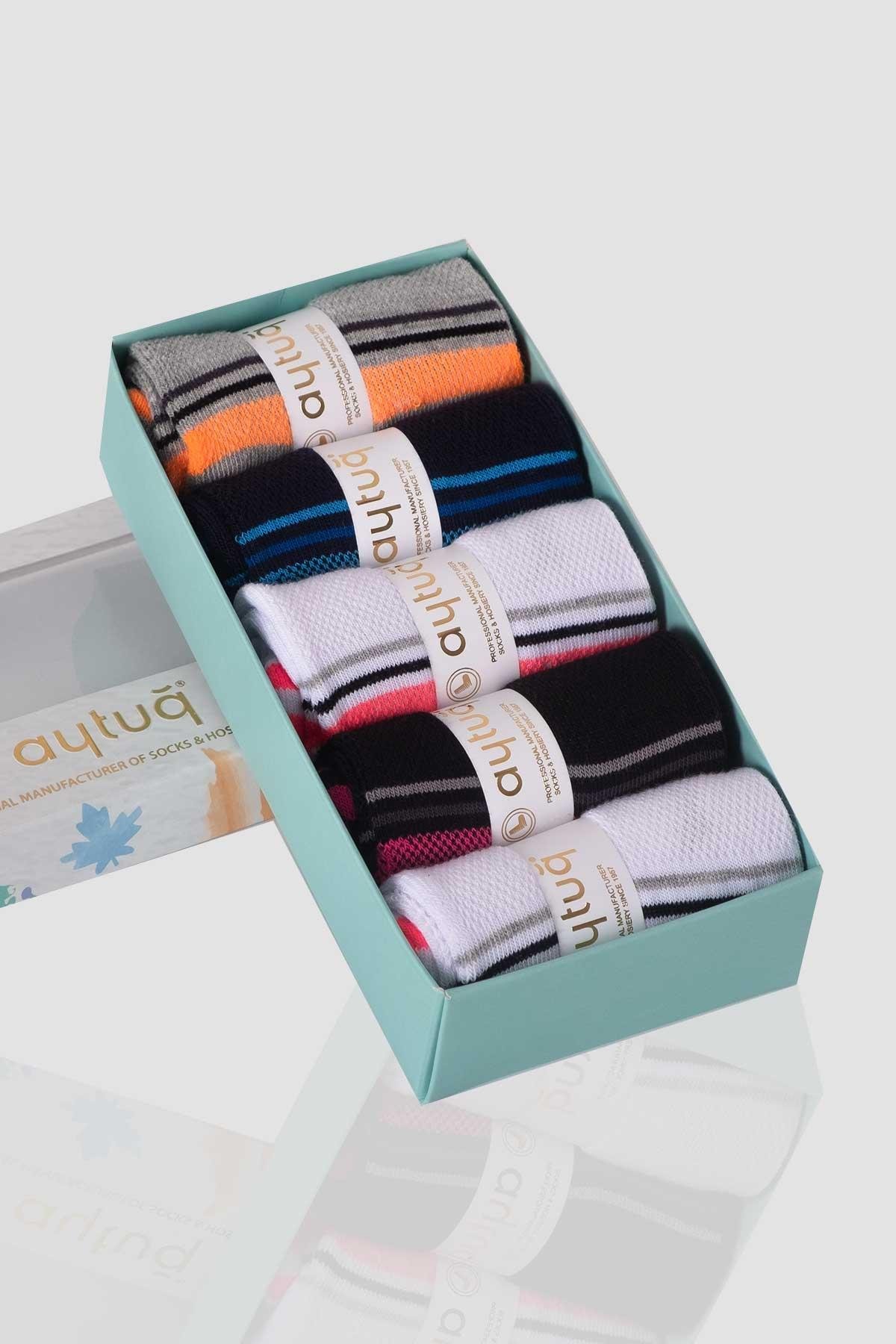 Aytuğ Women's Cotton 5 Pairs Special Boxed Booties Socks - 55213