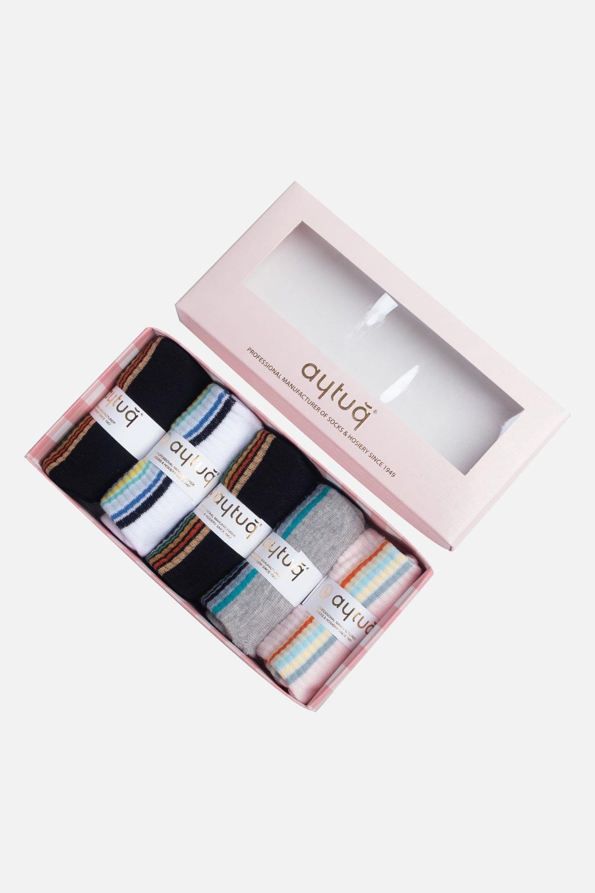 Aytuğ Women's Cotton 5 Pairs Special Boxed Short Ankle Socks - 31019