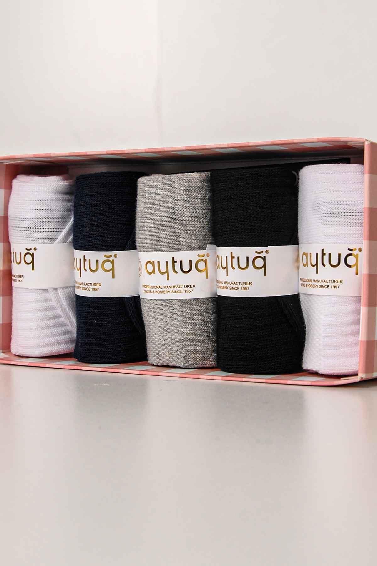 Aytuğ Women's Cotton 5 Pairs Sports Booties Socks With Special Box 55200-1