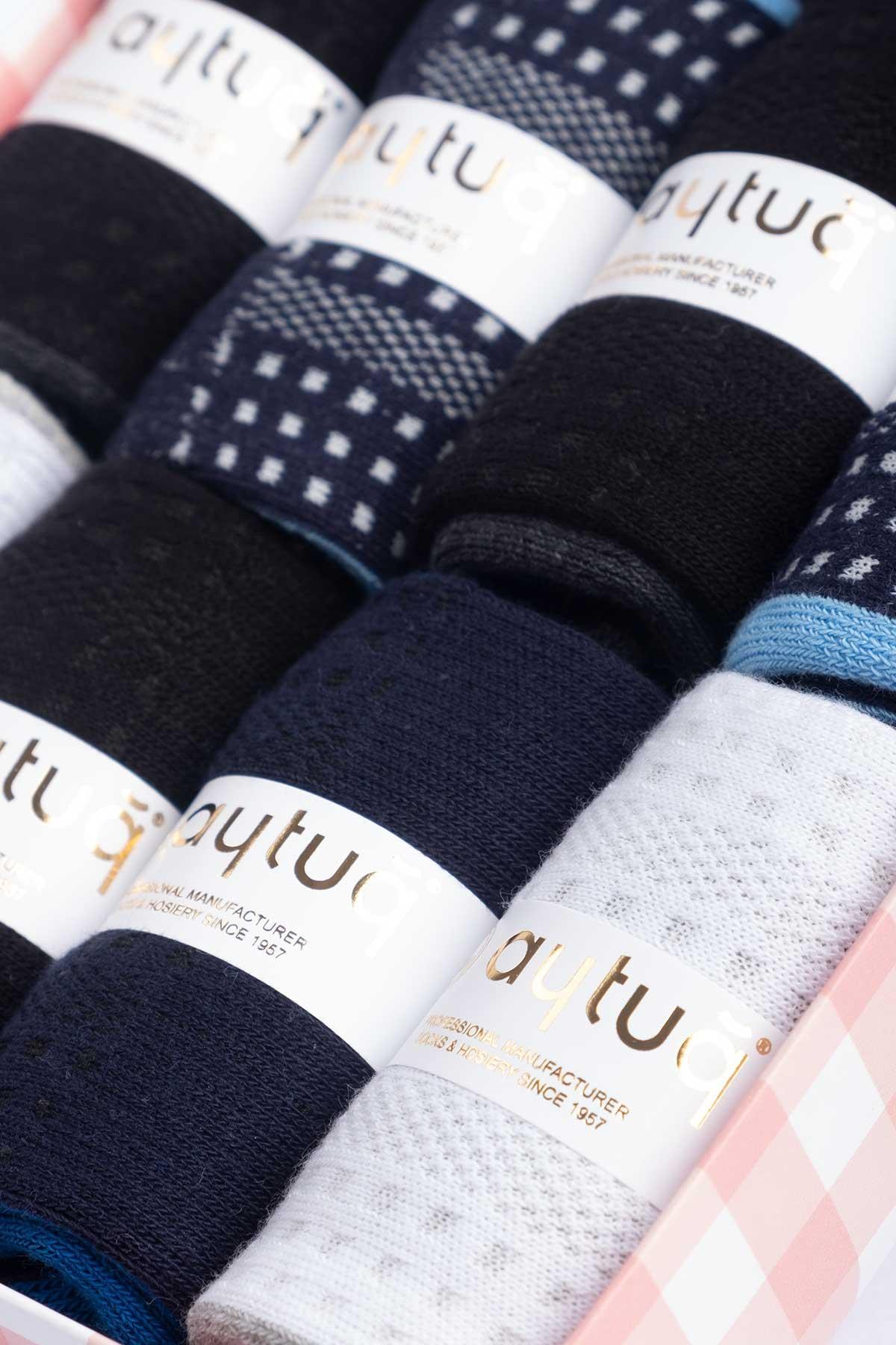Aytuğ Women's Cotton 8 Pairs Special Boxed Terry Booties Socks - 55210-2