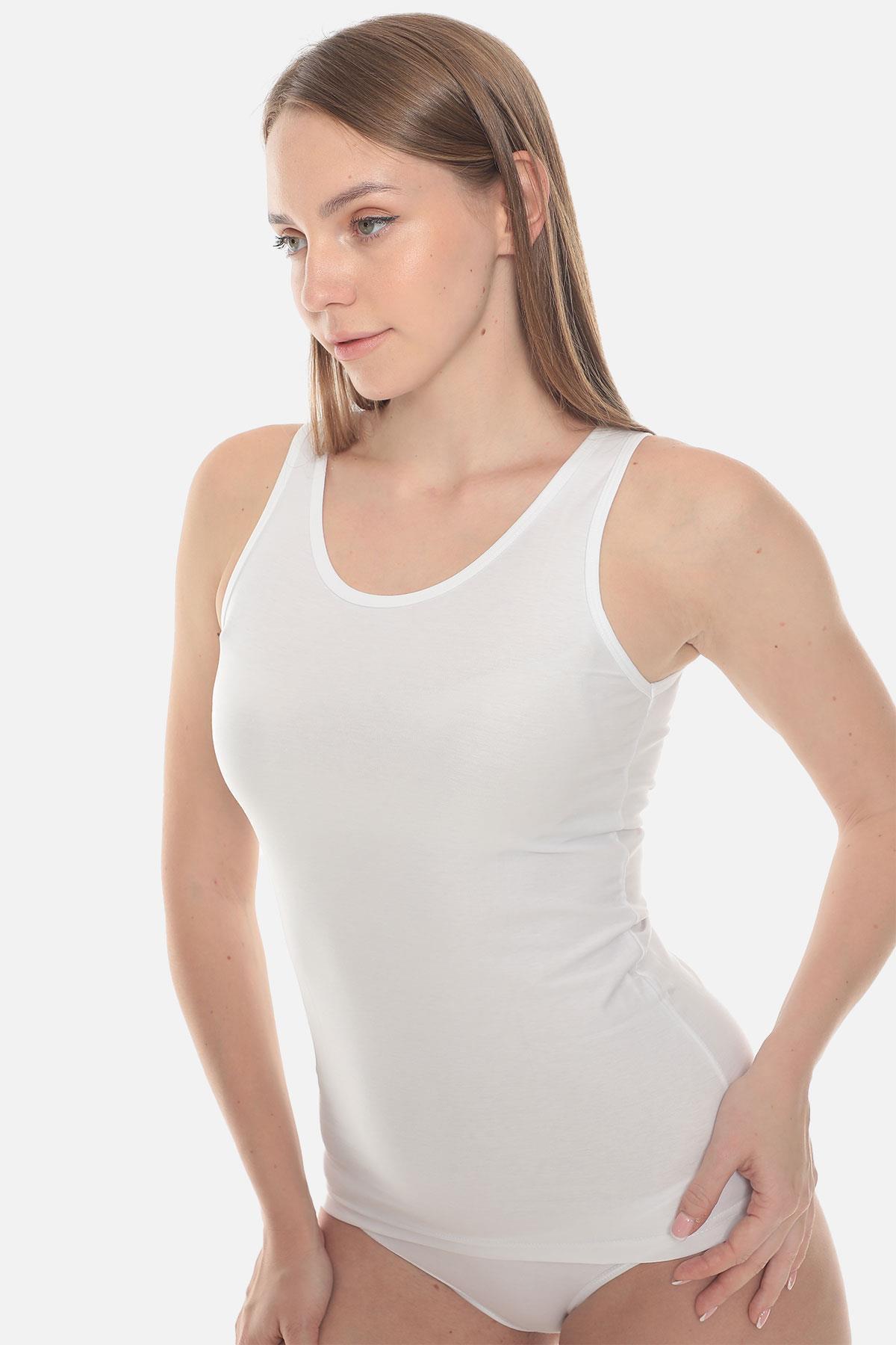 Aytuğ Kadın Pamuklu Askılı Beyaz Atlet - A-APA-B